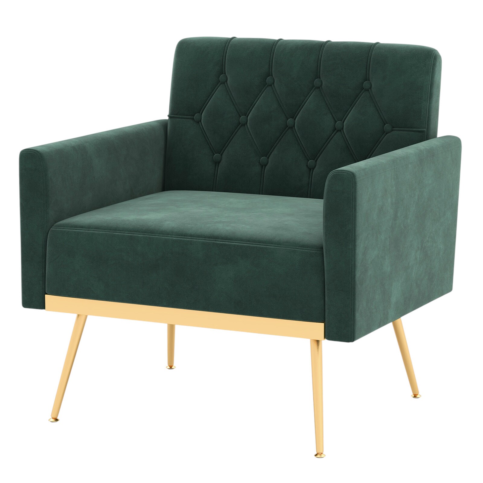 Slickblue D-CO-NG21601VH Single Velvet Accent Chair - Modern Green/Turquoise Velvet Chair with Button Tufted Backrest and Soft Cushion - Ideal for Living Room or Bedroom