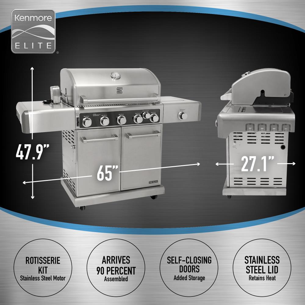 Kenmore Elite Stainless Steel 5 Burner Infrared Gas Grill in the Gas Grills department at Lowes