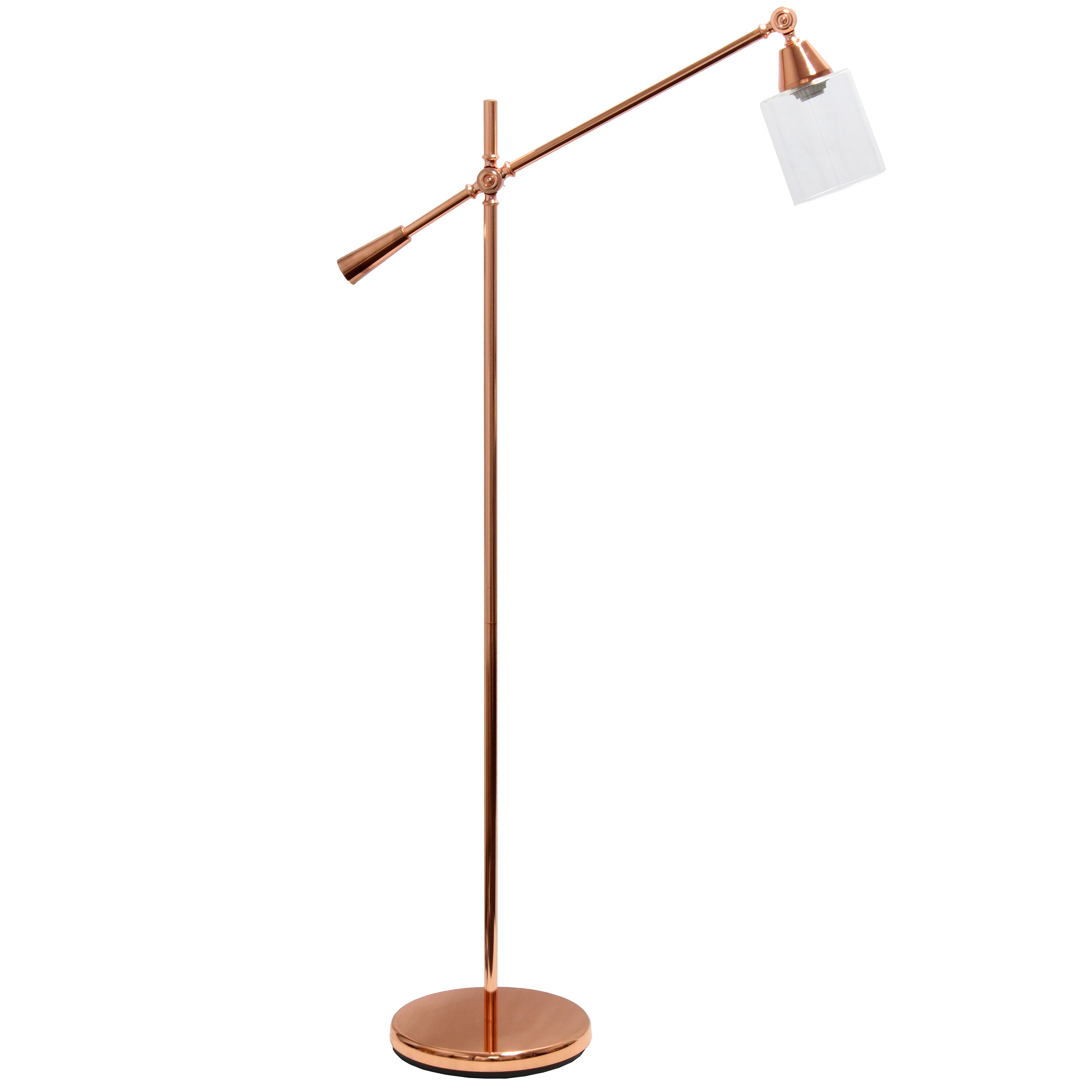 Lalia Home LHF-1004-RG Studio Loft 55.5-in Rose Gold Downbridge Floor Lamp with Glass Shade