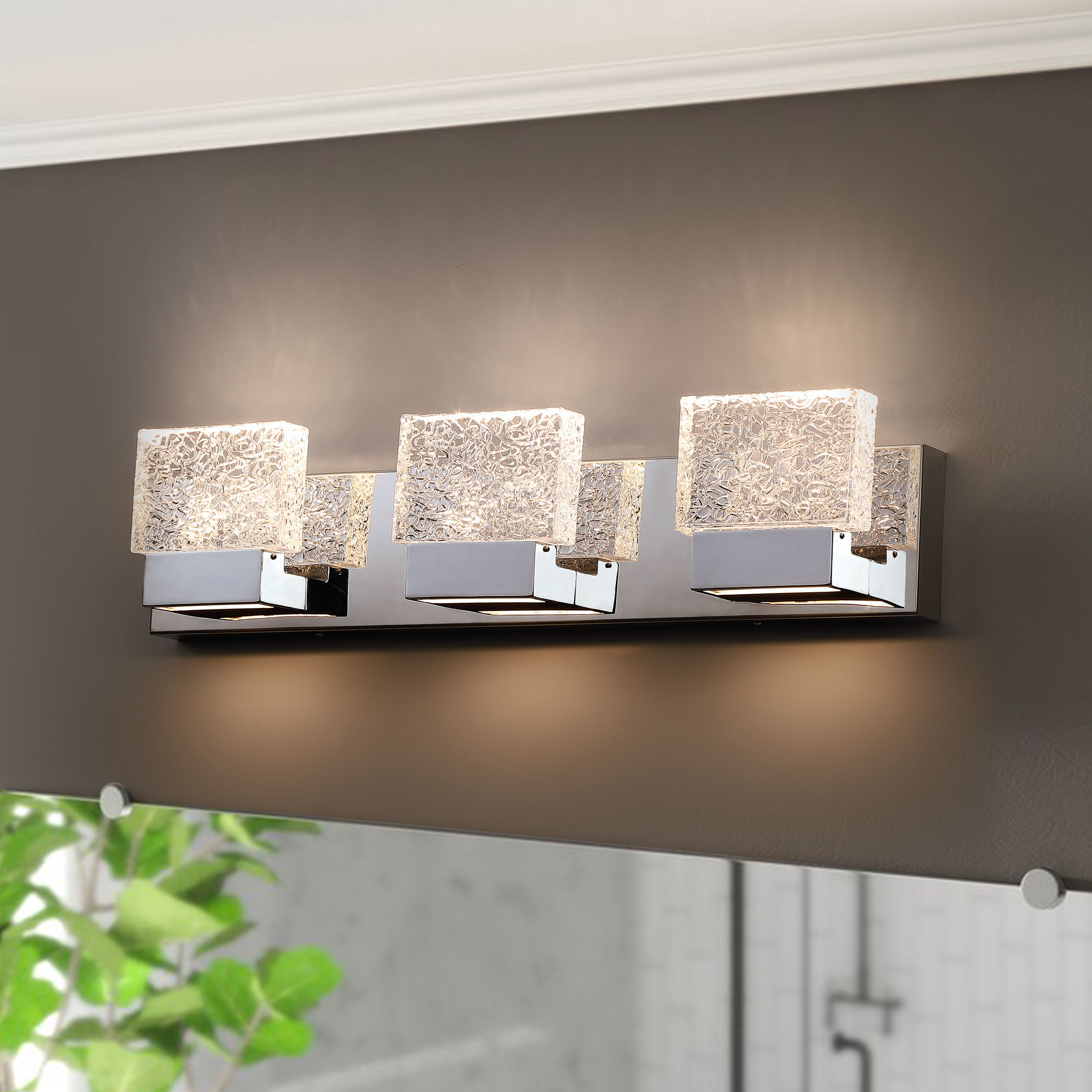 C Cattleya 24-in 3-Light Stainless Steel LED Modern/Contemporary Vanity  Light in the Vanity Lights department at