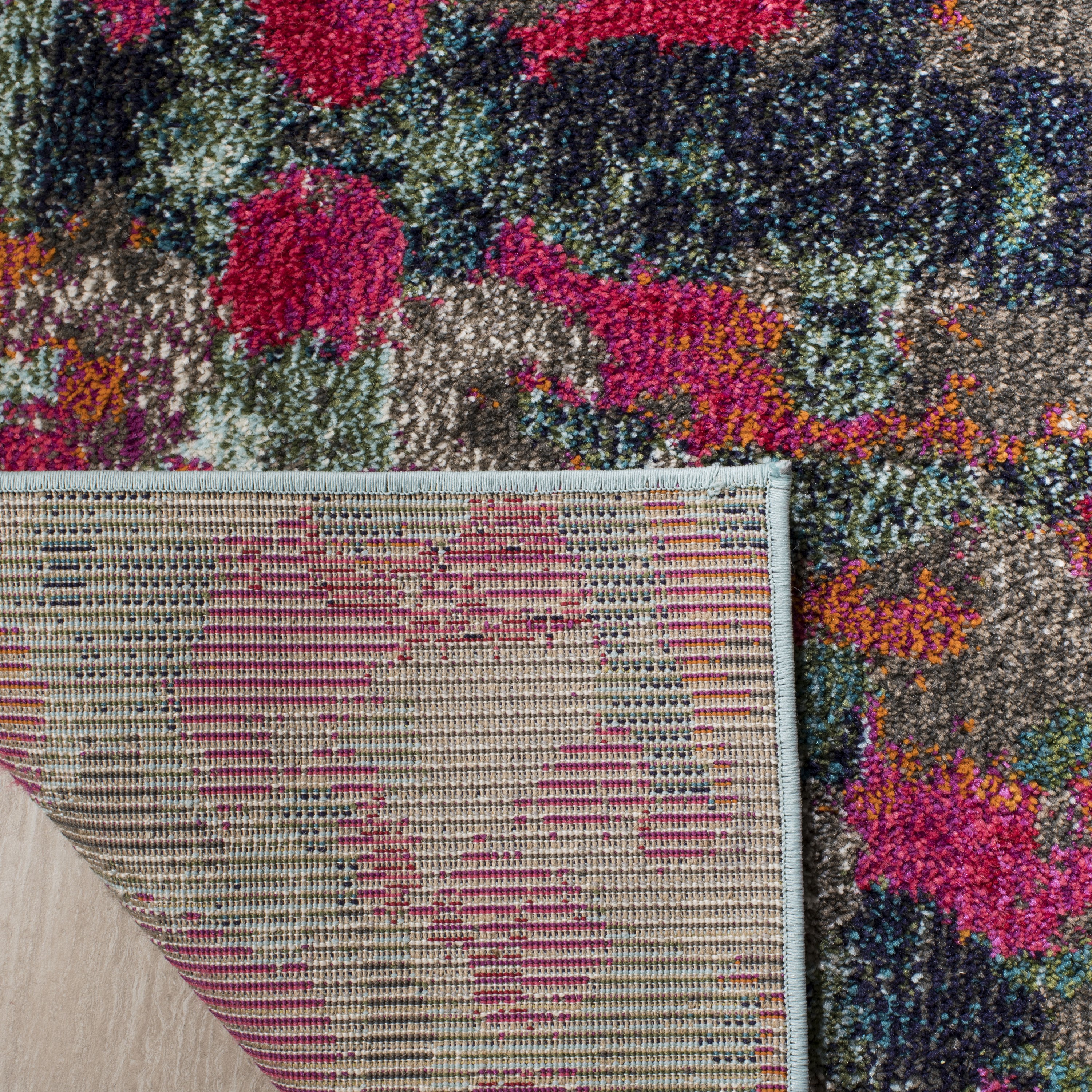 Colorful Abstract Synthetic Low Pile Area Rug