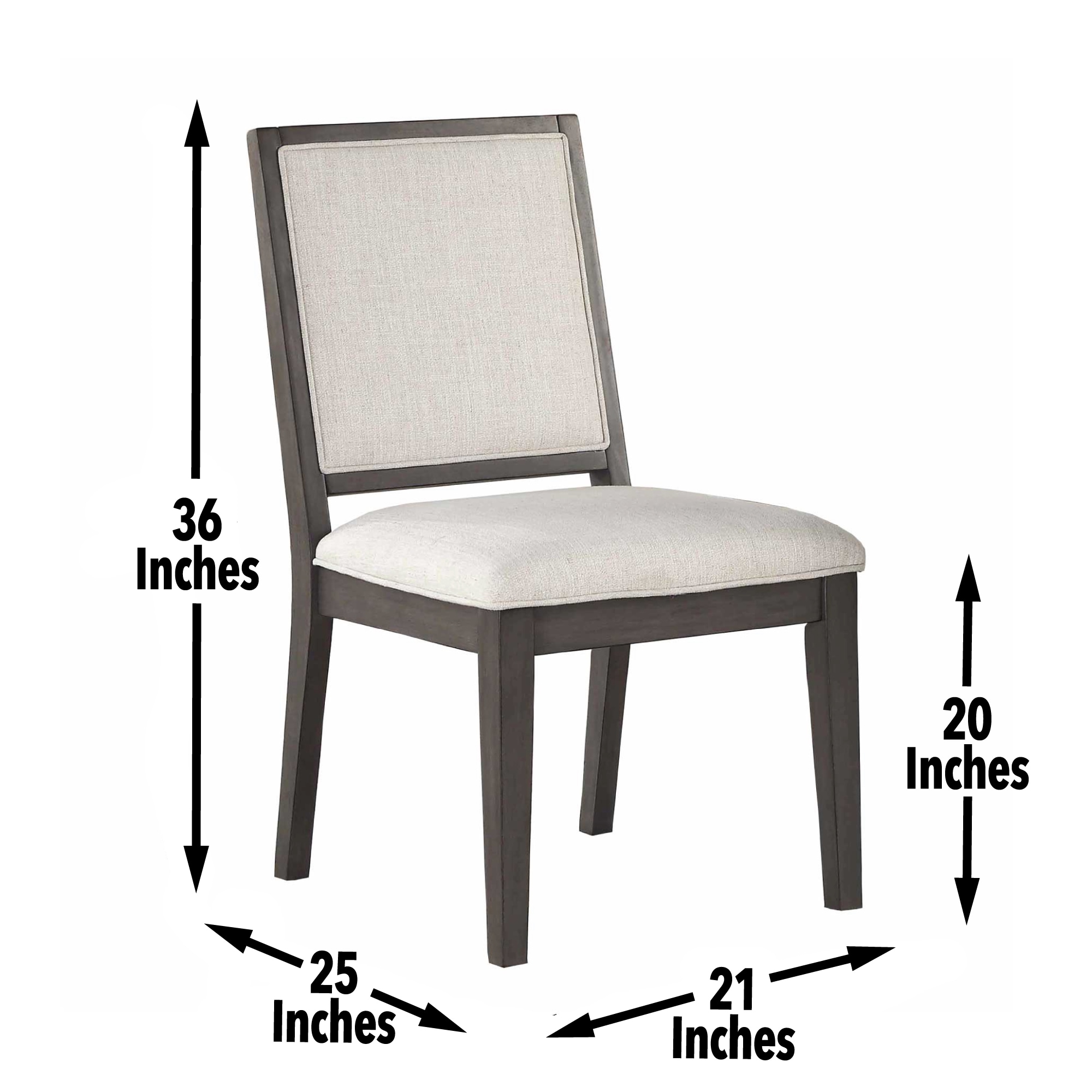 Beige Linen Upholstered Side Chair with Wood Frame