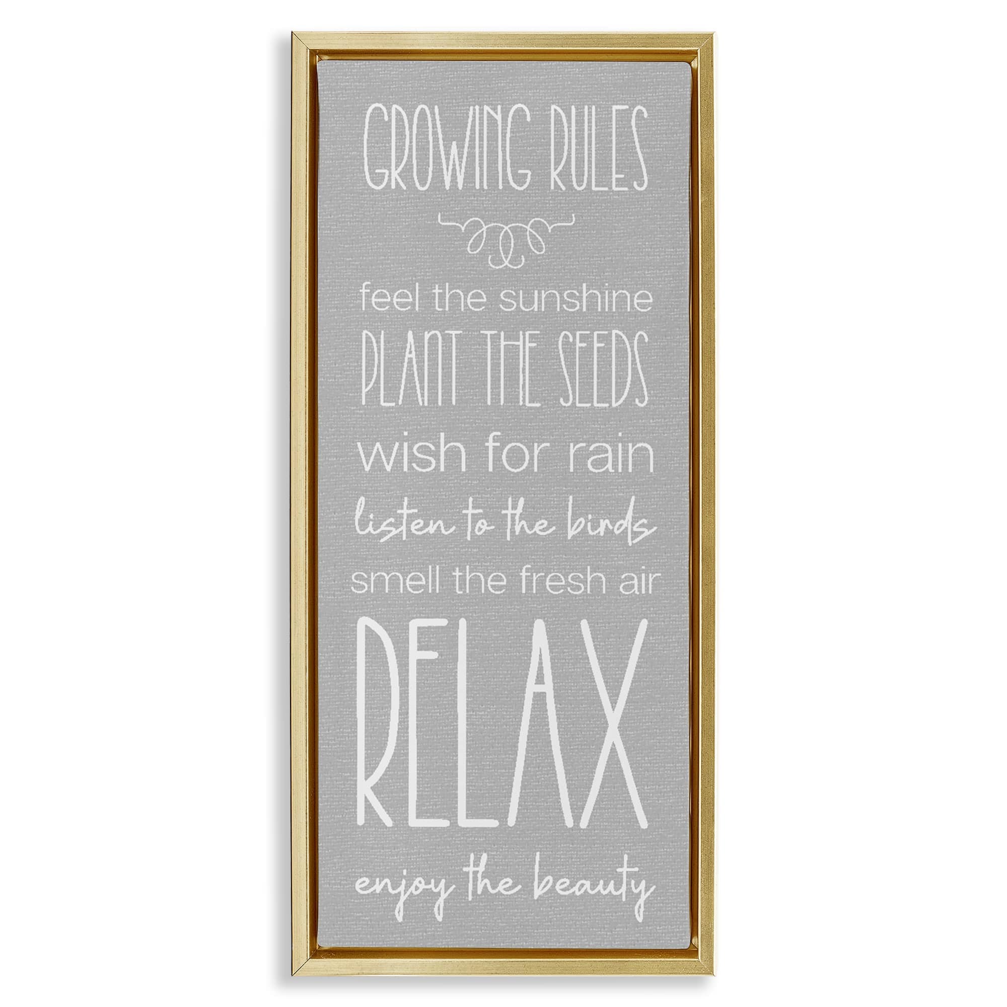 Stupell Industries BT-168-FFG-13X30 Rustic Gardening Rules Gold Framed Floater Canvas Wall Art By Lil' Rue 15 x 31