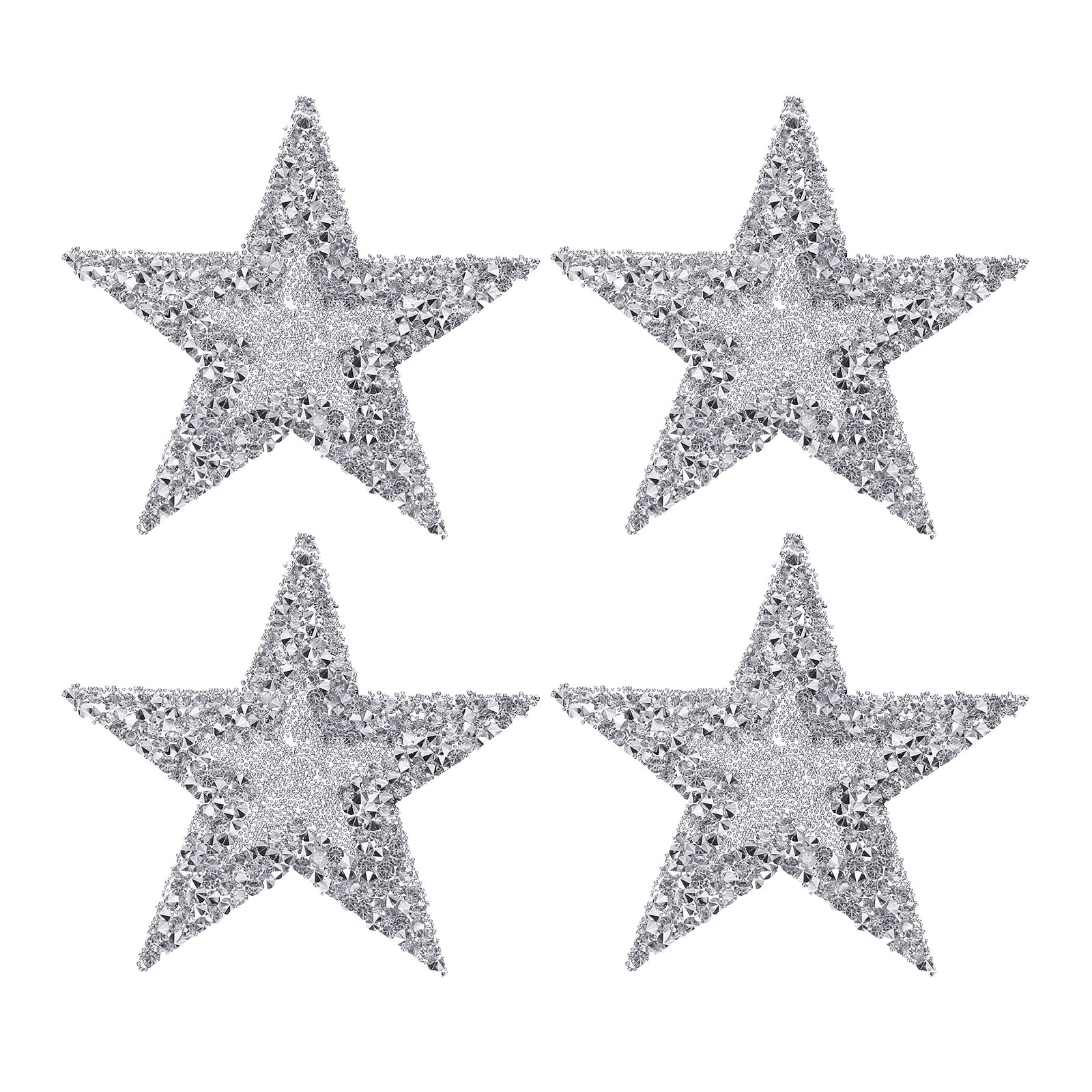 PATIKIL Star Rhinestone Patches 4pcs Star Shape Sew/Iron on Applique Patches Rhinestone Applique Glitter Crystal Patches for Shoes Clothes Pants Bags Hats Shirts DIY Crafts Silver