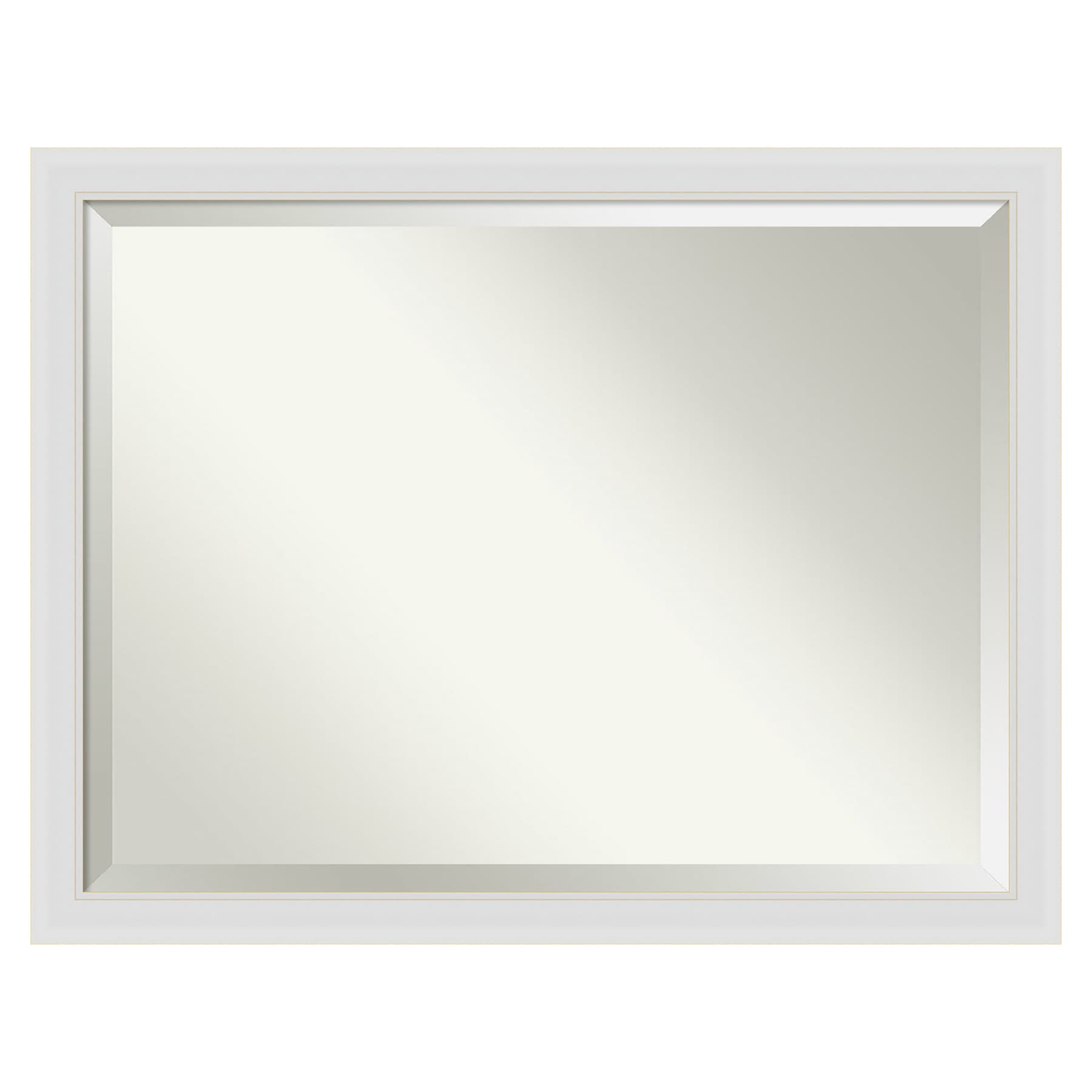 Amanti Art DSW4961012 Flair 44-in x 34-in Polished Rectangle Bathroom Vanity Mirror ( Satin Natural,White )