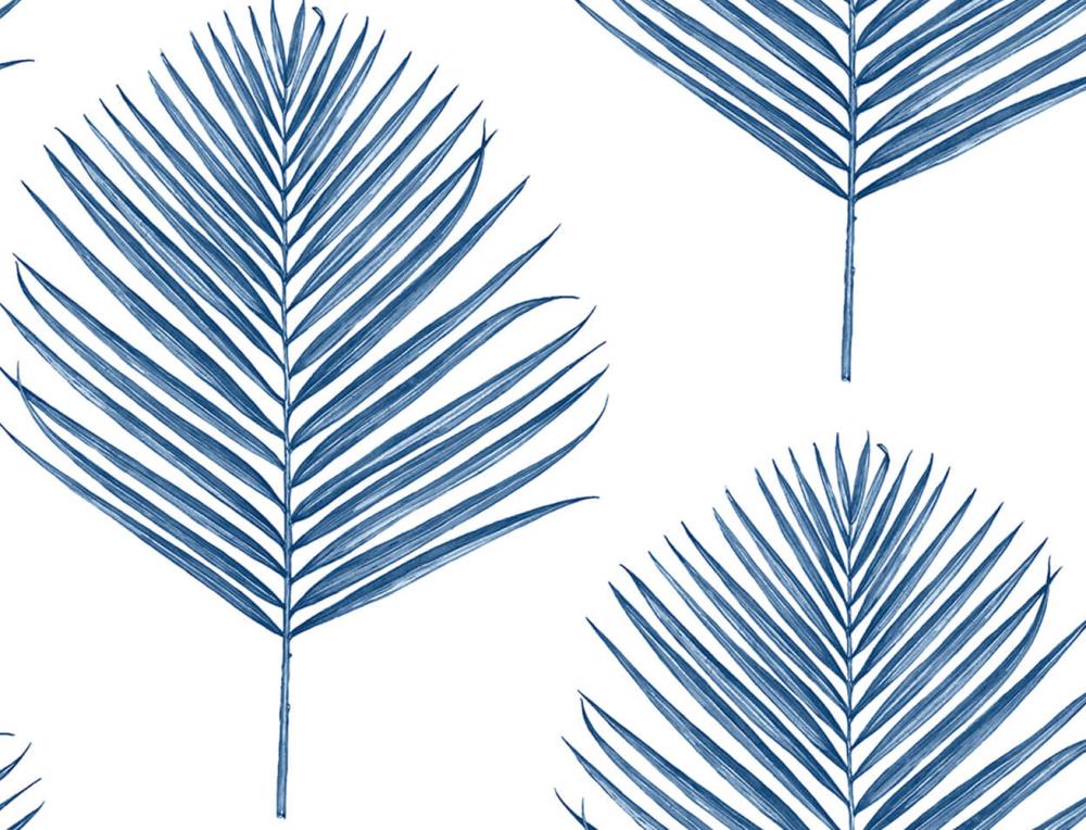 Blue Palm Leaves Peel and Stick Removable Wallpaper 112544  The Home Depot