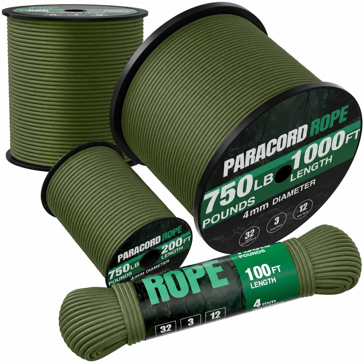 Etokfoks Polyester Paracord Rope 750 lb Heavy Duty Utility Cord 12 Strand 4MM Survival Camping Gear Clothesline 1 Roll #LETXVKJCW