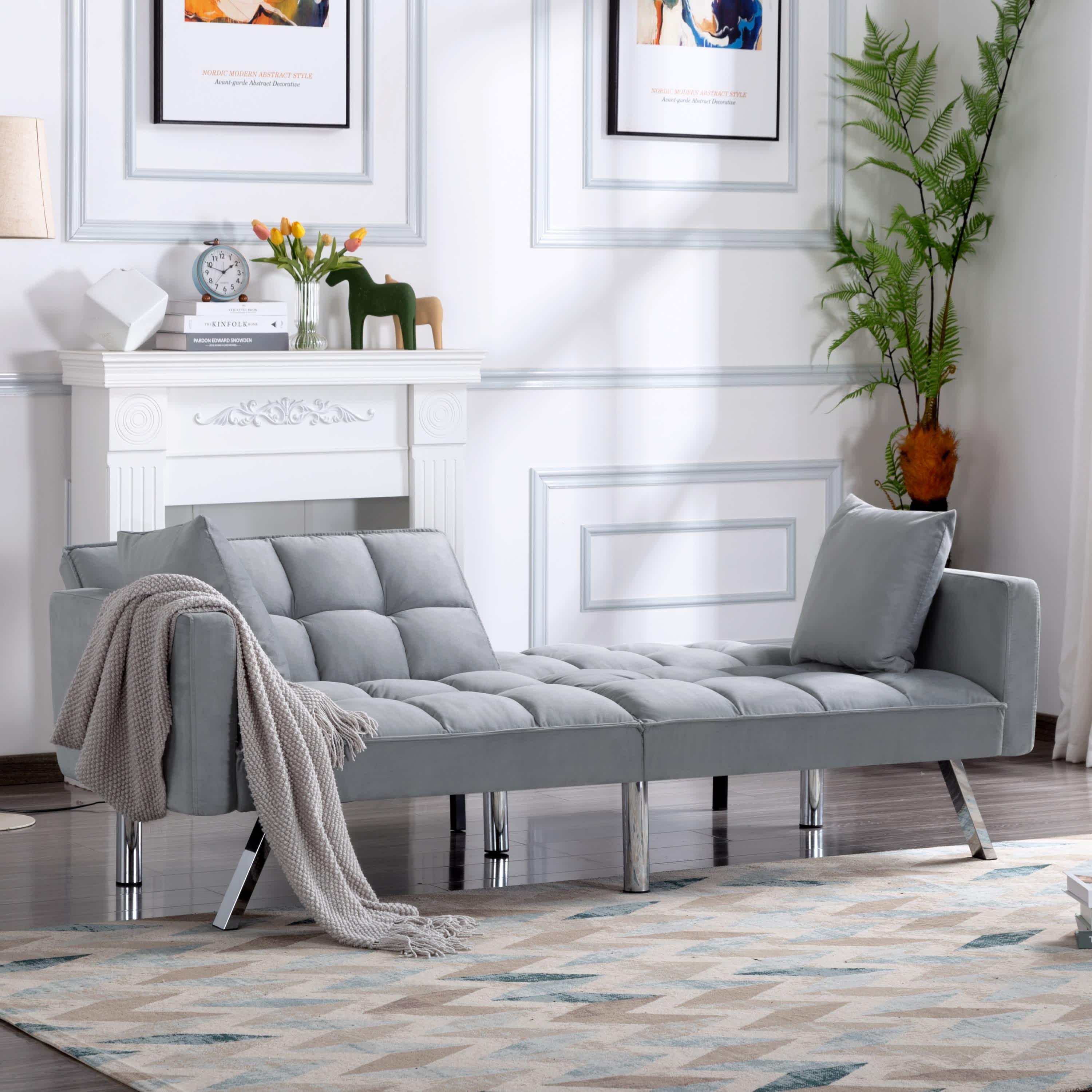 Vynxaria 65inch Futon Sleeper Sofa Bed Stylish Convertible couch