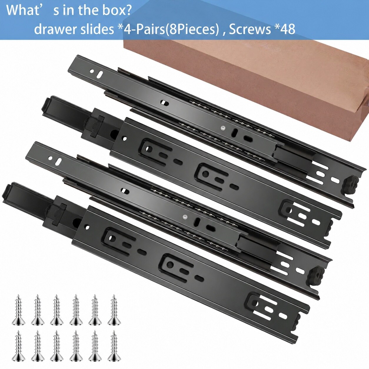 SenQWFa 22 inch Drawer Slides 4 Pairs Full Extension Ball Bearing Side ...