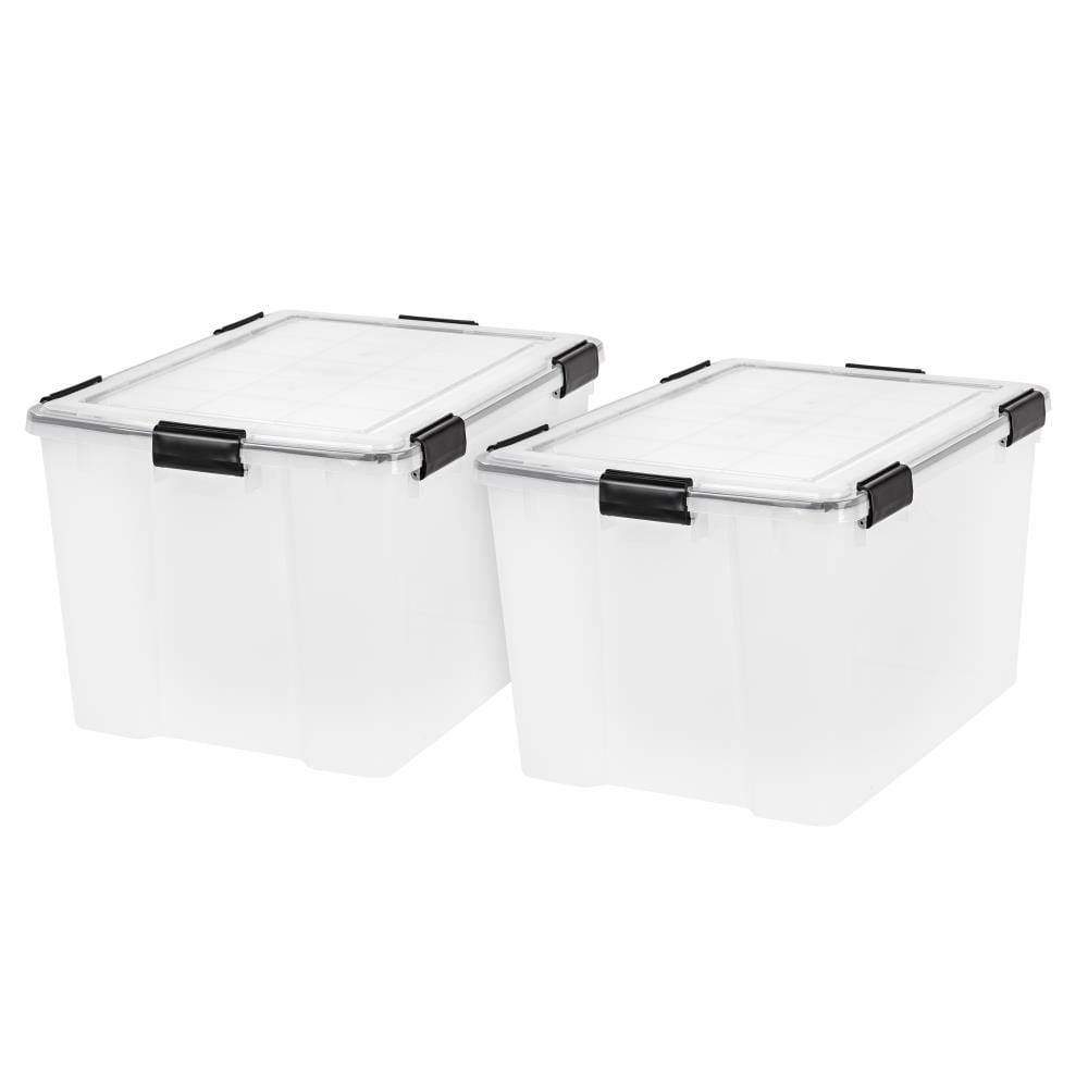 IRIS Weather Tight X-large 25.75-Gallons (103-Quart) Clear Weatherproof  Rolling Tote with Latching Lid