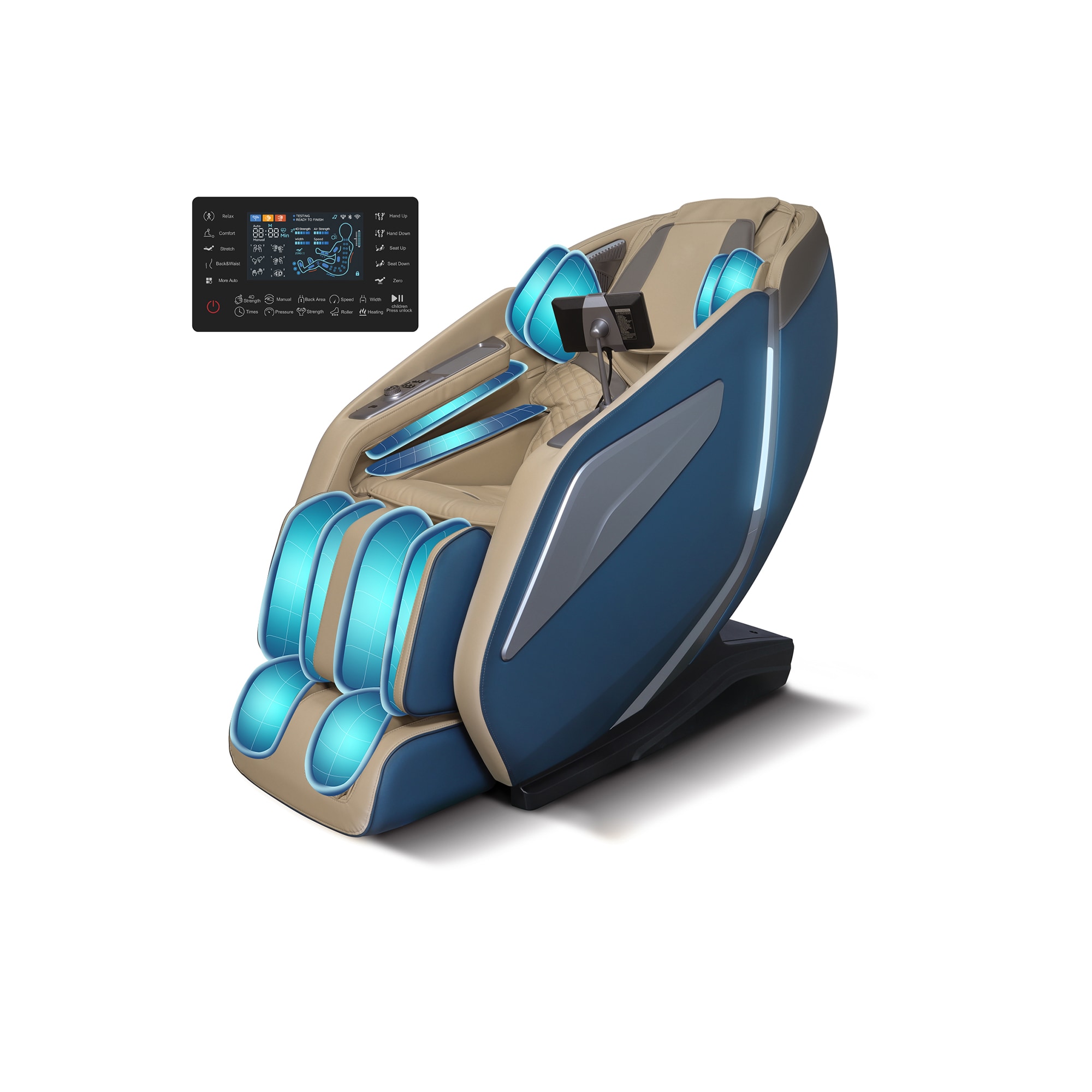 Medfinity HHA337-BLU Blue Faux leather Upholstered Powered Reclining Zero Gravity Massage chair