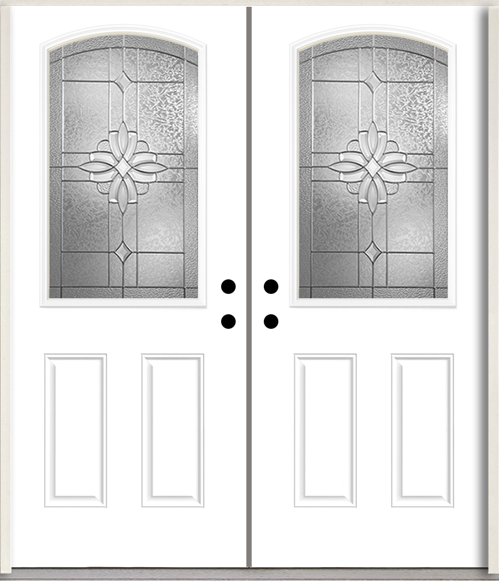 RELIABILT LO964293 Laurel 72-in x 80-in x Fiberglass Half lite Right-hand inswing Modern White Paint Painted Prehung Double Front Door Insulating core