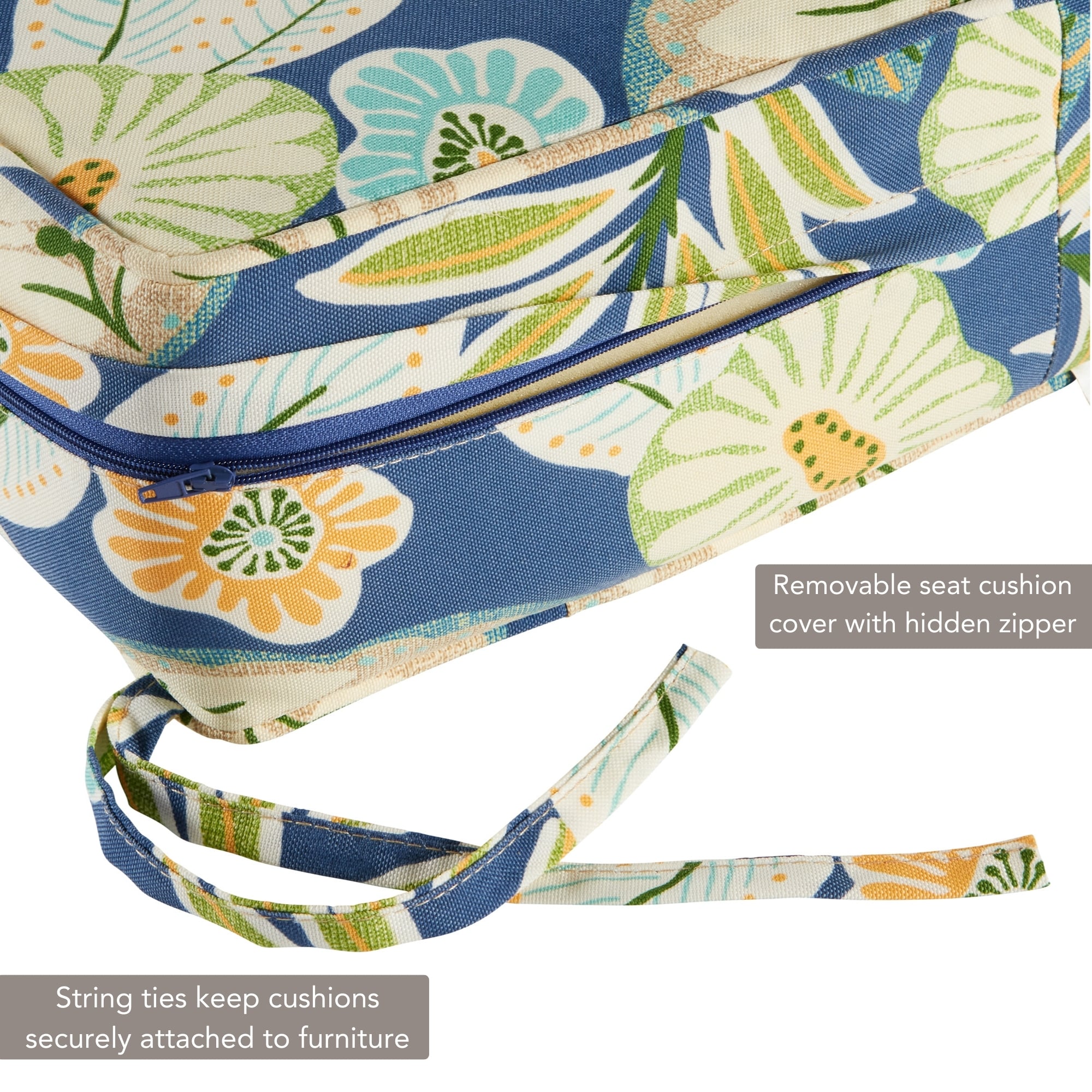 Marlow Blue Floral Contemporary Deep Seat Chair Cushion Set