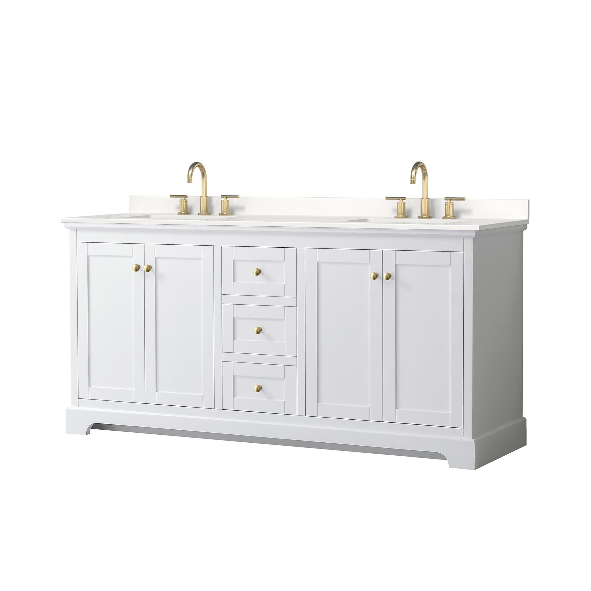 Wyndham Collection WCV232372DWGWQUS3MXX Avery 72-in White Undermount Double Sink Bathroom Vanity with White Quartz Top