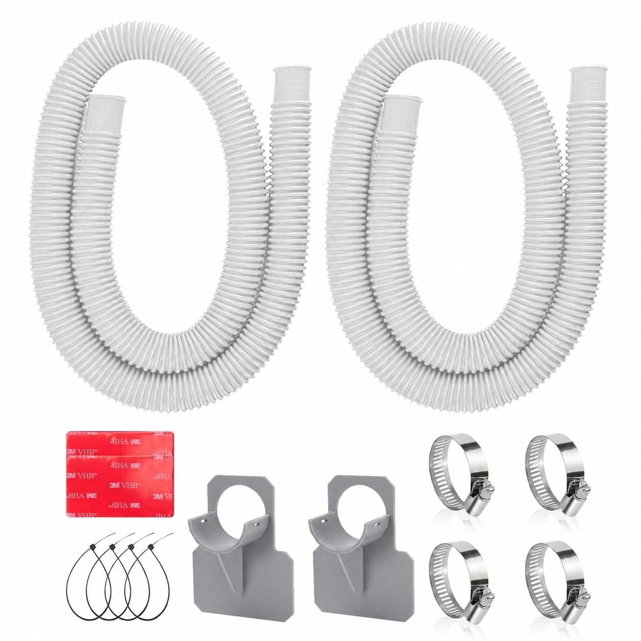 Etokfoks  41 in PE Above Ground Pool Hose Set Pool Cleaning Tool Pump Filter Replacement Hose Leak Proof 2 Pack White