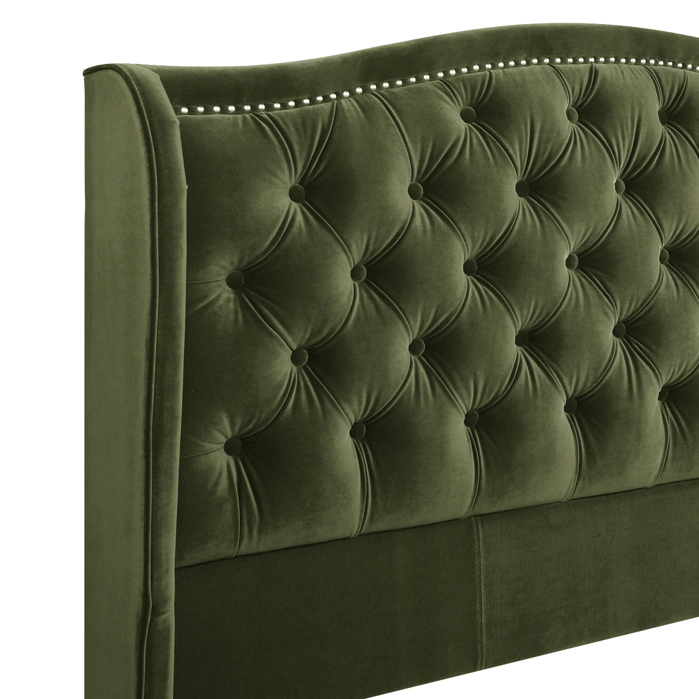 Jennifer Taylor Home Marcella Tufted Wingback Queen Bed Olive Green