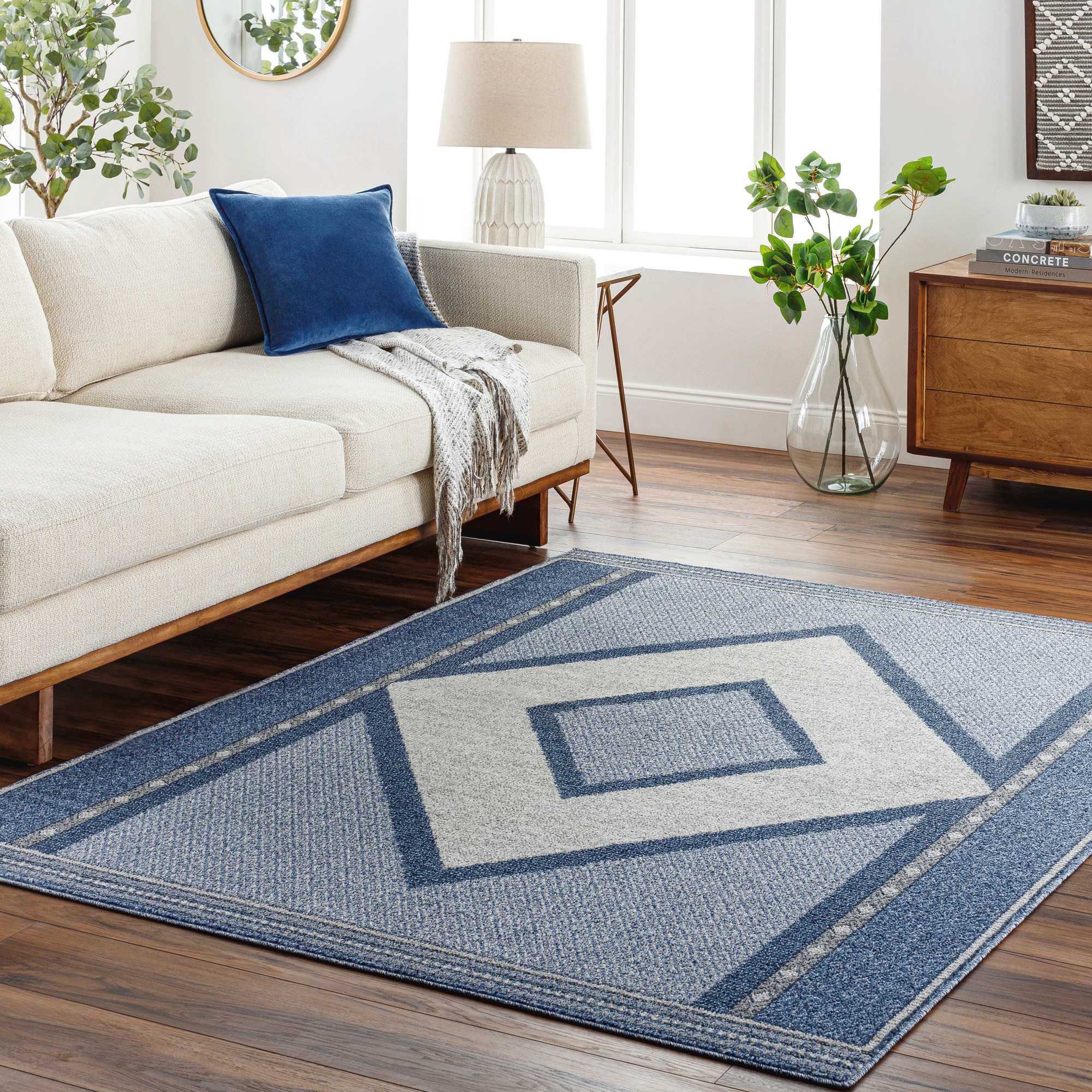 Livabliss DEP2302-537 Delphi 5 x 8 (ft) Polypropylene Blue Rectangular Indoor Geometric Global Area rug
