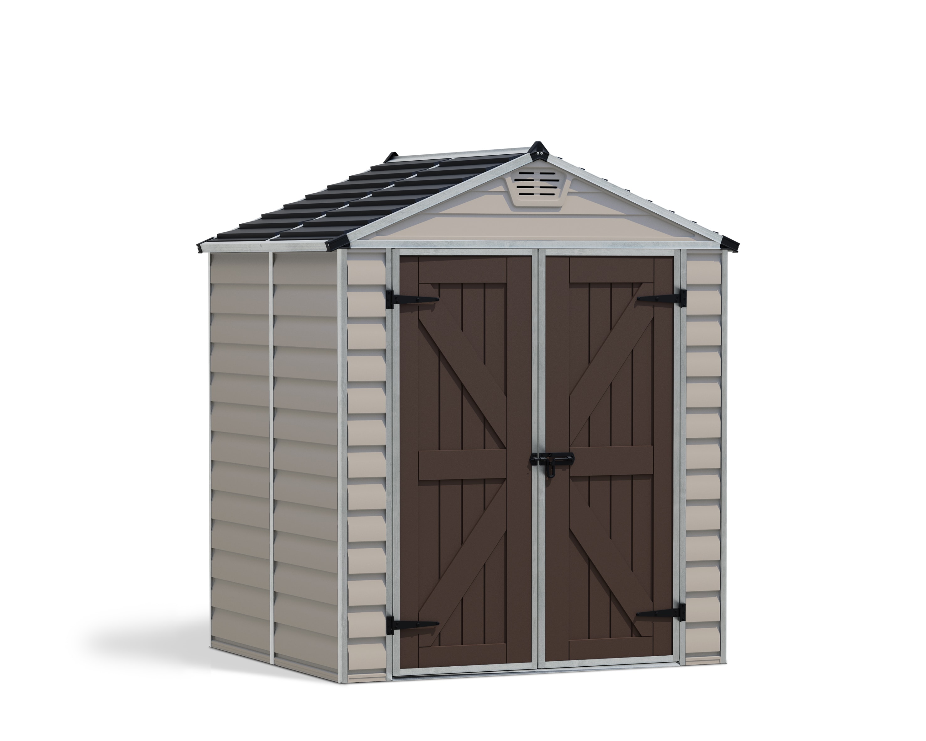 Rubbermaid Outdoor Storage Shed: 18 cu ft Capacity, Green/Tan, 47 in x 21  in x 29 in, Horizontal