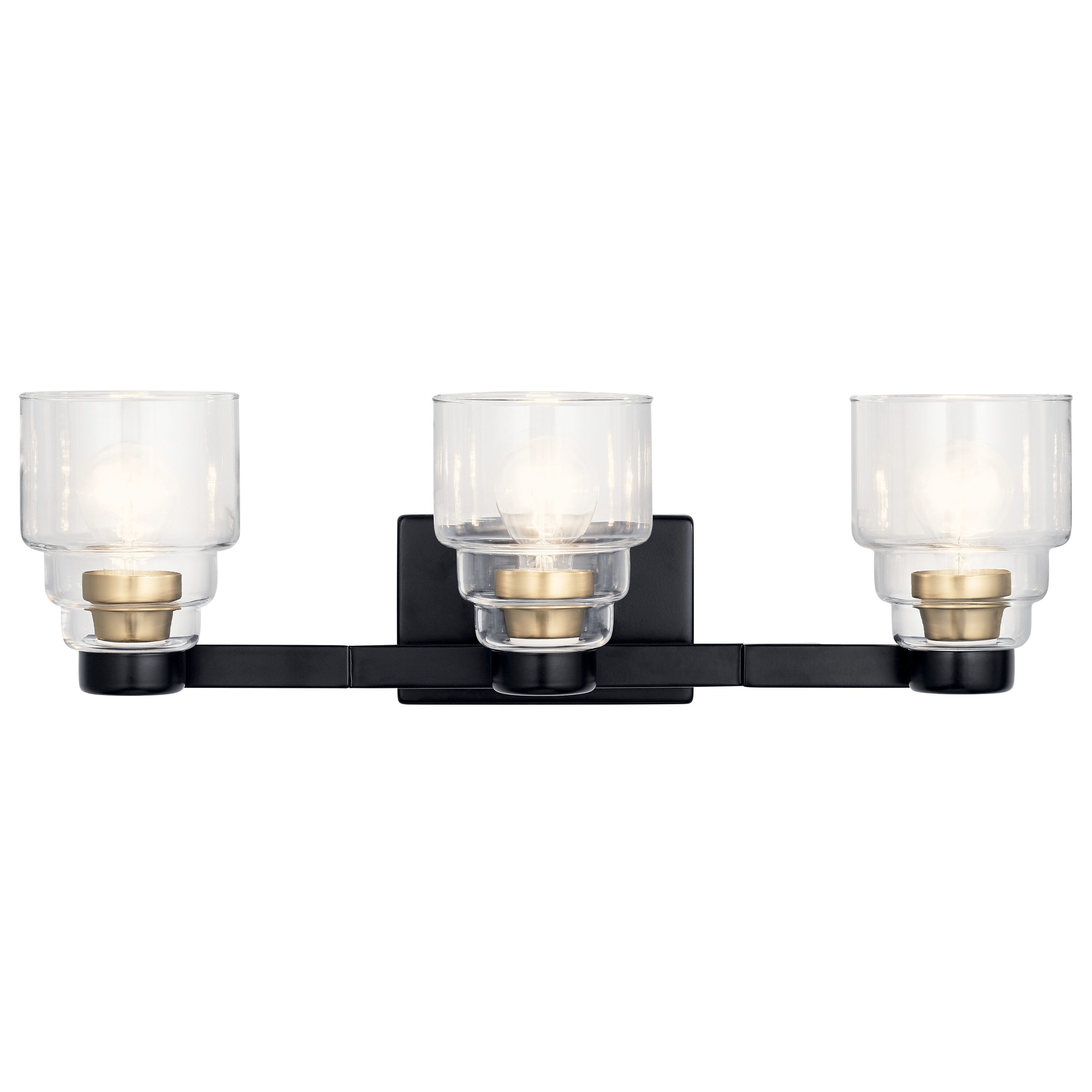 Elegant 24" Black 3-Light Vanity with Clear Glass - Modern Design