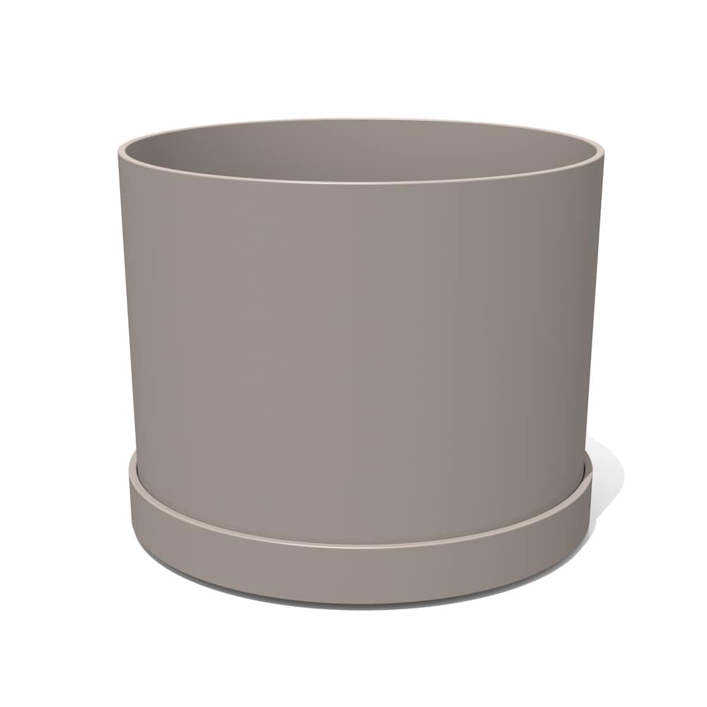 allen + roth MAT0683 Round 5.13-in W Small Off-white Plastic Contemporary/Modern Indoor/Outdoor Planter with Drainage Holes Attached Saucer