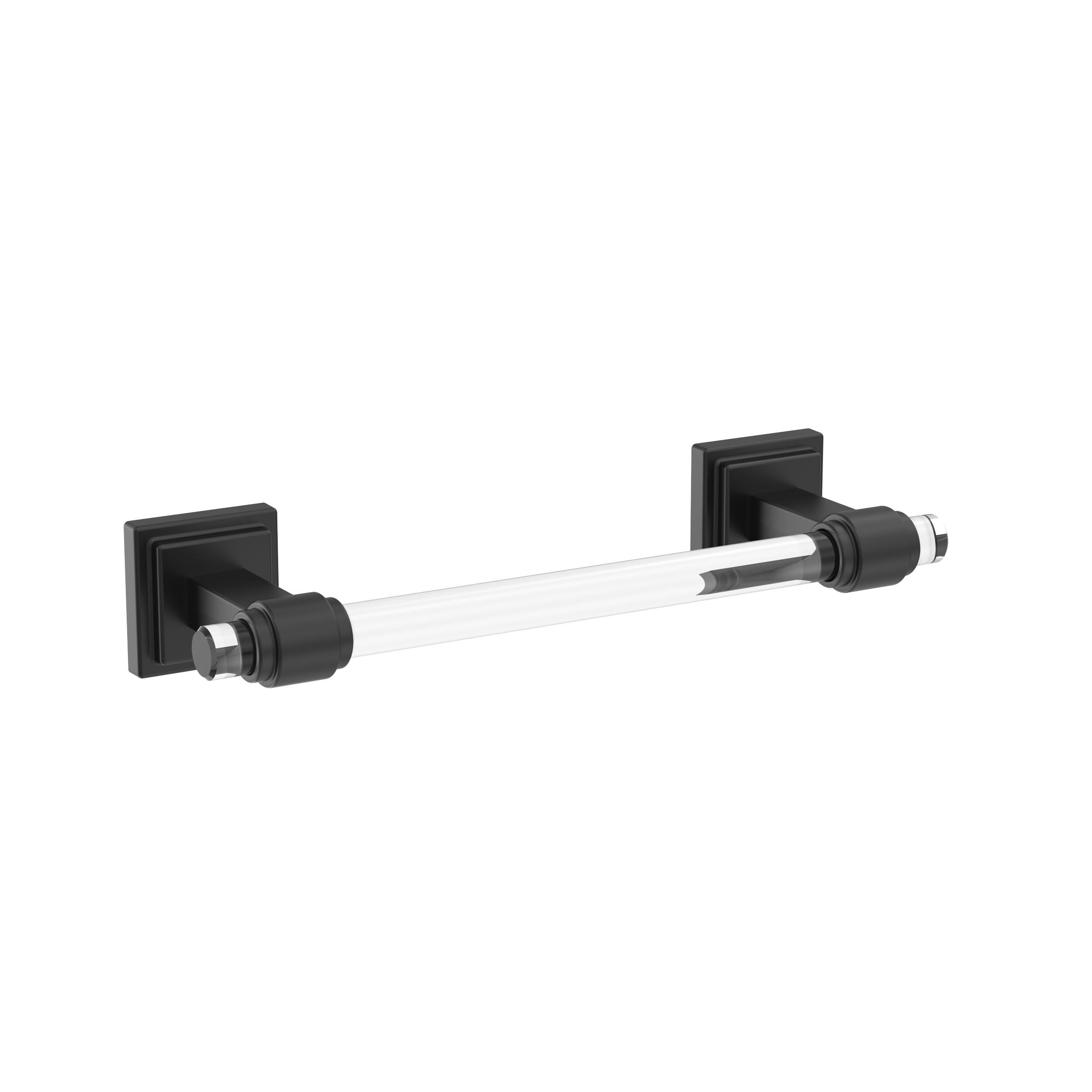 Amerock BH36065CMB Glacio 8-in Clear/Matte Black Wall mount Single Towel Bar