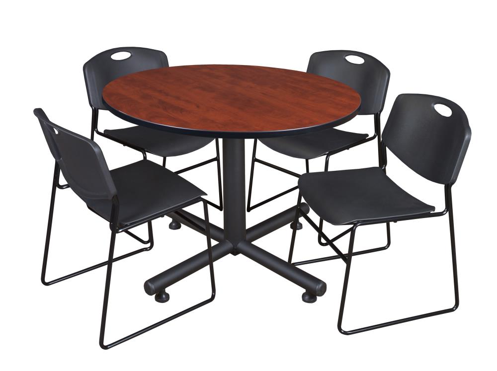 Regency TKB48RNDCH44BK Breakroom Red 4-Person Training Table (48-in W x 29-in H)