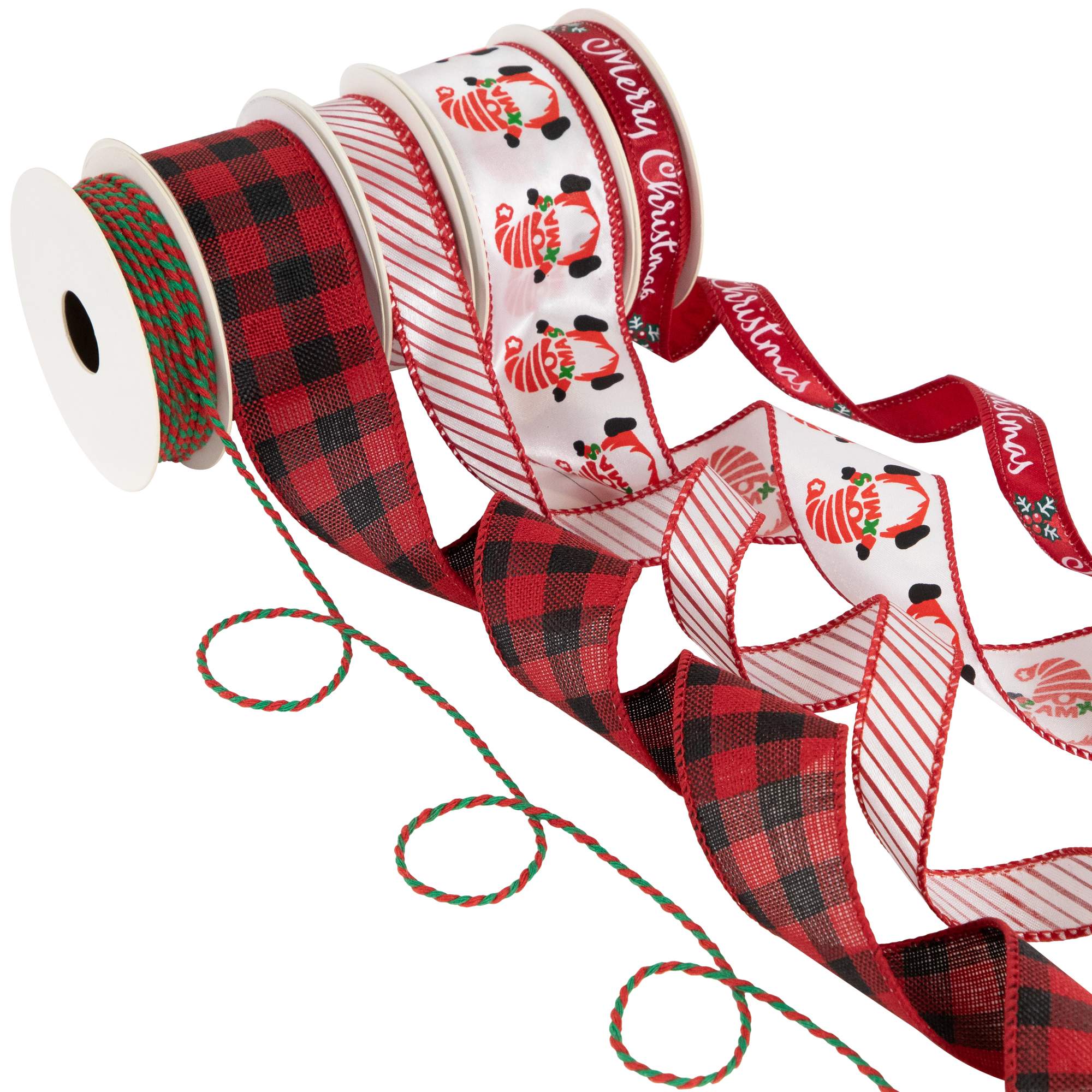 Northlight Set of 5 Santa Gnome Matching Themed Craft Christmas Ribbons ...