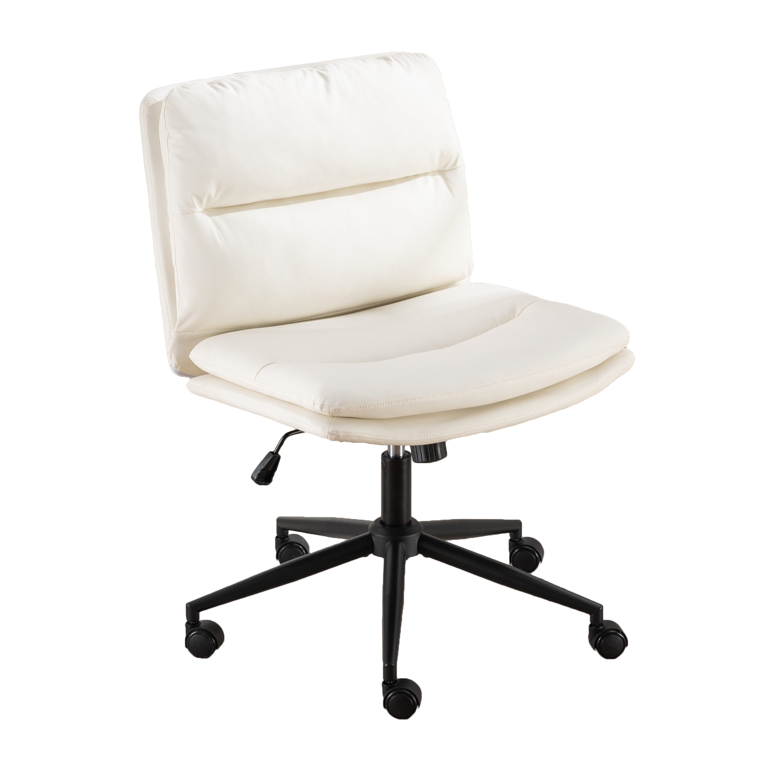 Roundhill Furniture OF1015WH Bizerte White Transitional Adjustable Height Swivel Faux Leather Desk Chair