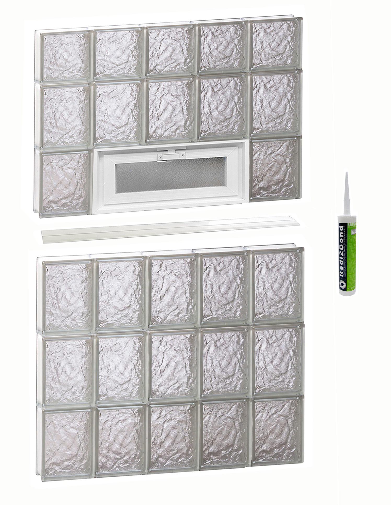 REDI2SET V3046IS Ice Glass 28-3/4-in x 44-1/2-in Frameless Replacement Vented Glass Block Window