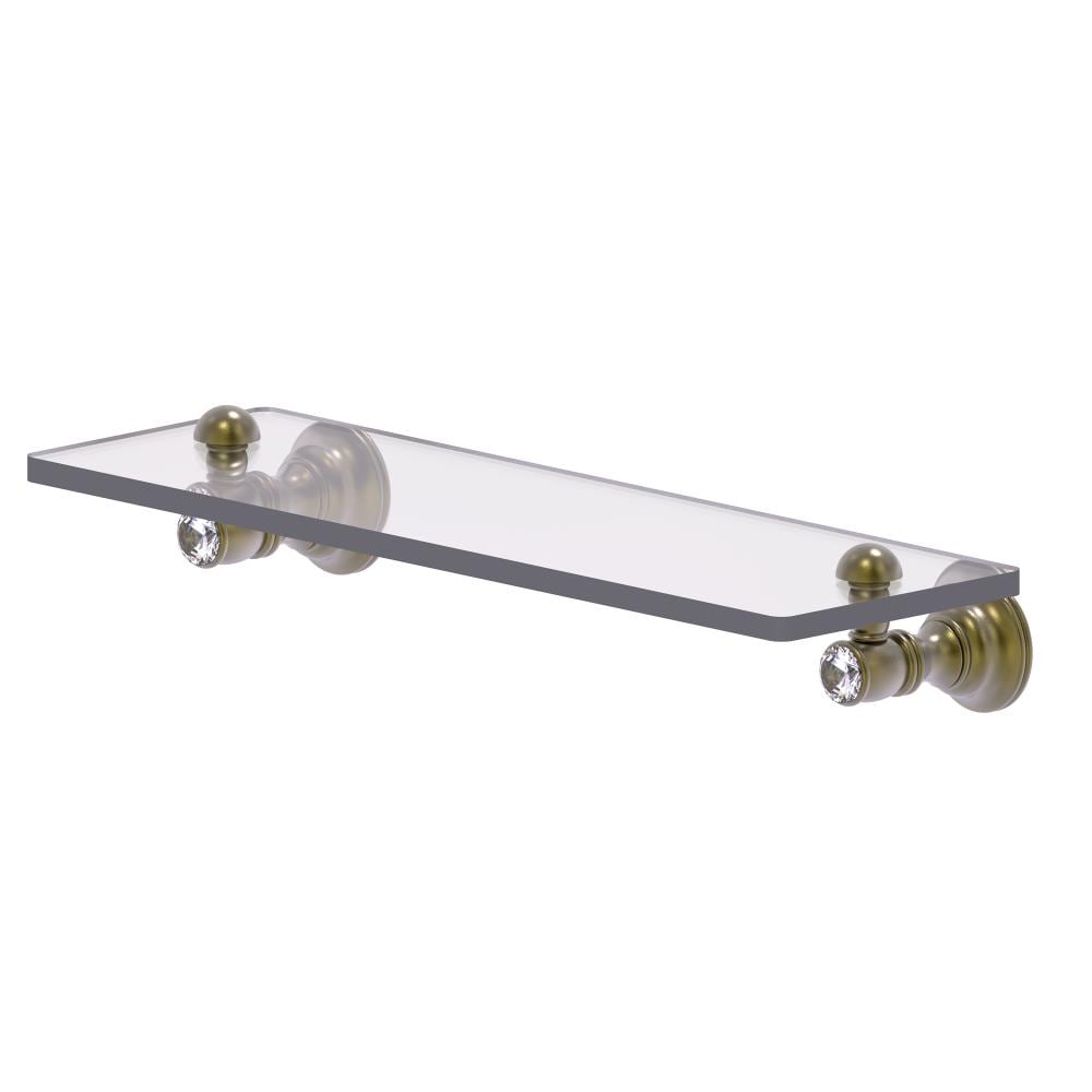Allied Brass CC-1-16-ABR Carolina Crystal Antique Brass Wall mount Bathroom Shelf ( 16-in x 2.4-in x 5-in )