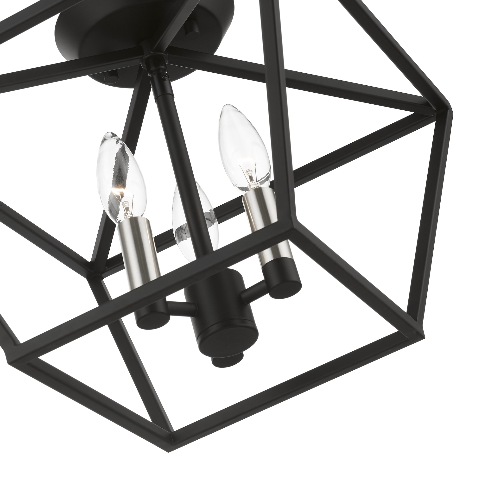 Devone 3-Light Black and Brushed Nickel Semi-Flush Mount