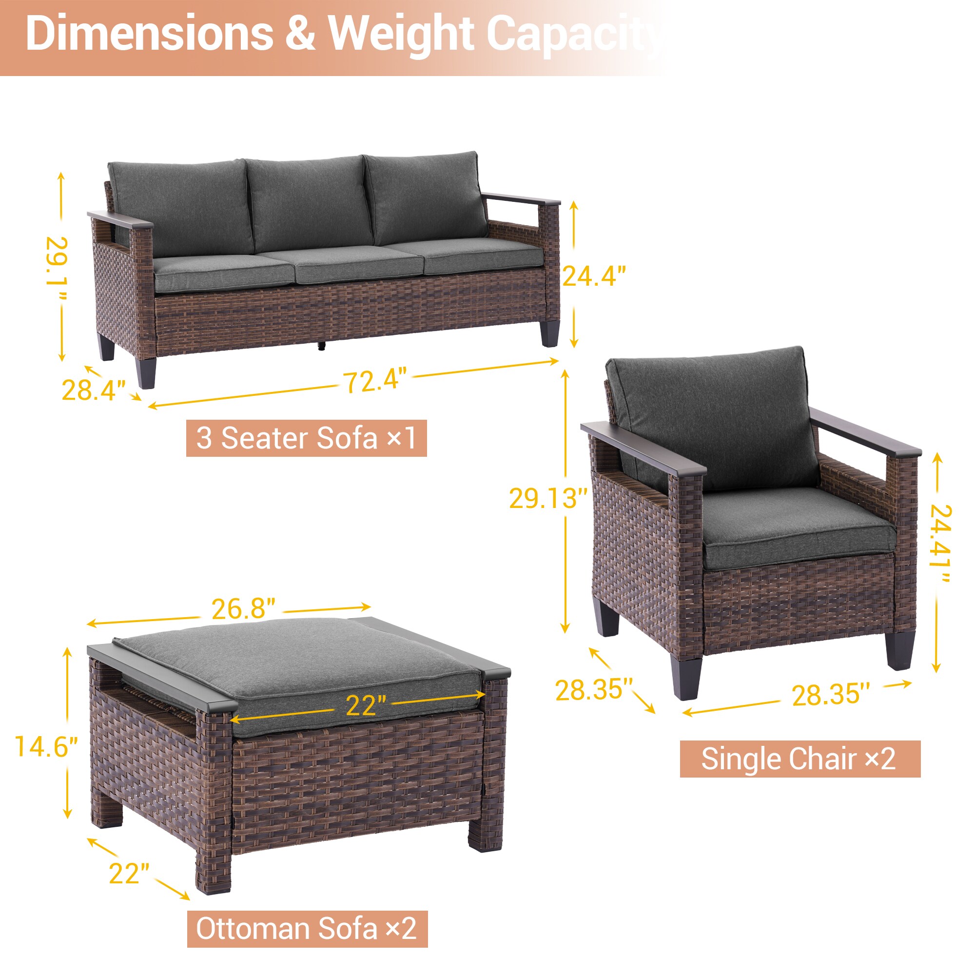 Sonkuki SD-PS-126BBK Patio-Conversation-Sets - View #2