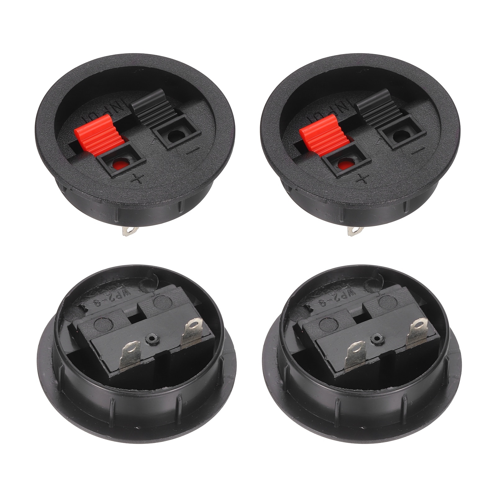 Unique Bargains WP2-9B Round Speaker Box Terminal Clip 2 Way Black Red ...