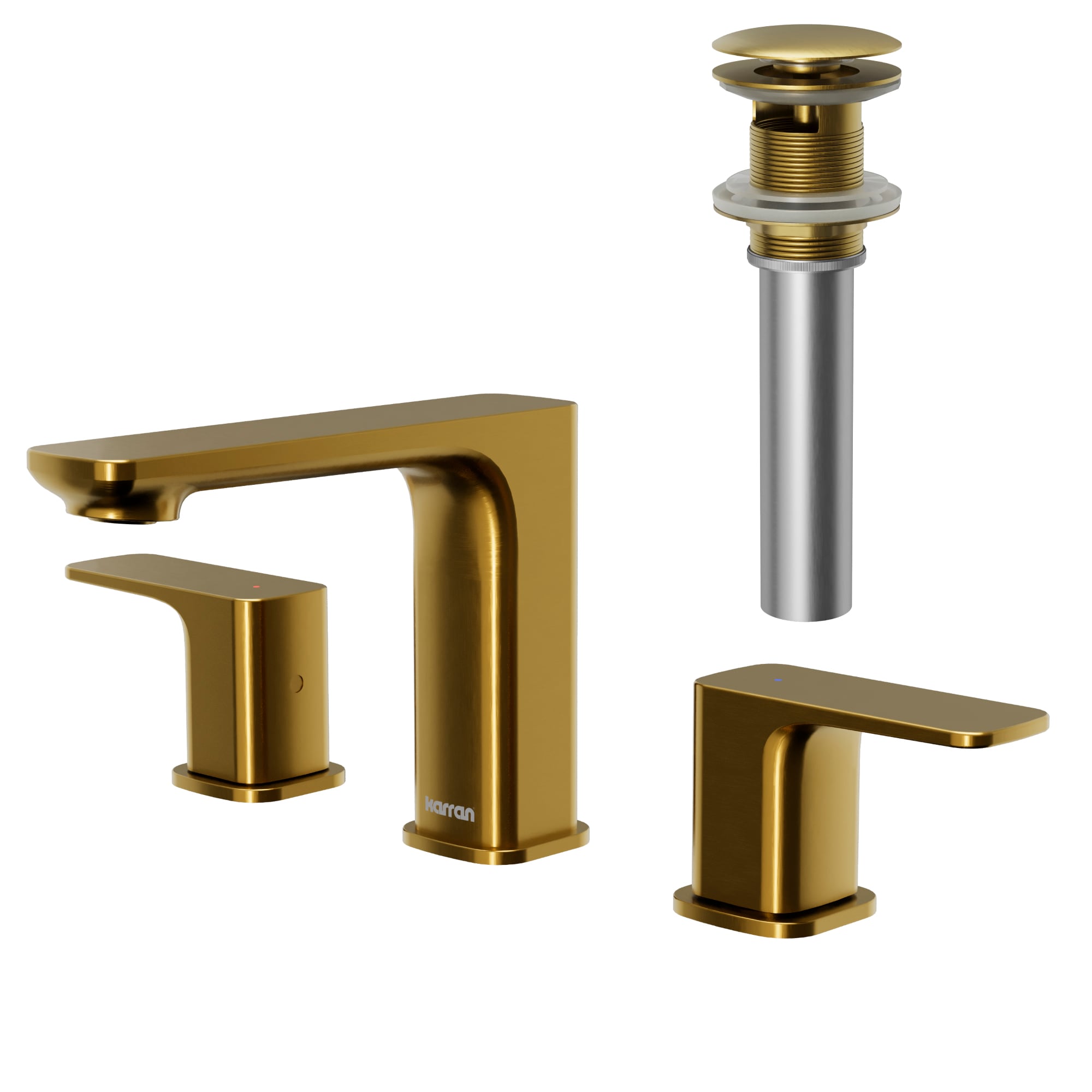 Karran KBF514G Venda Gold Widespread 2-handle WaterSense Low-arc Residential Handle Bathroom Sink Faucet with Drain