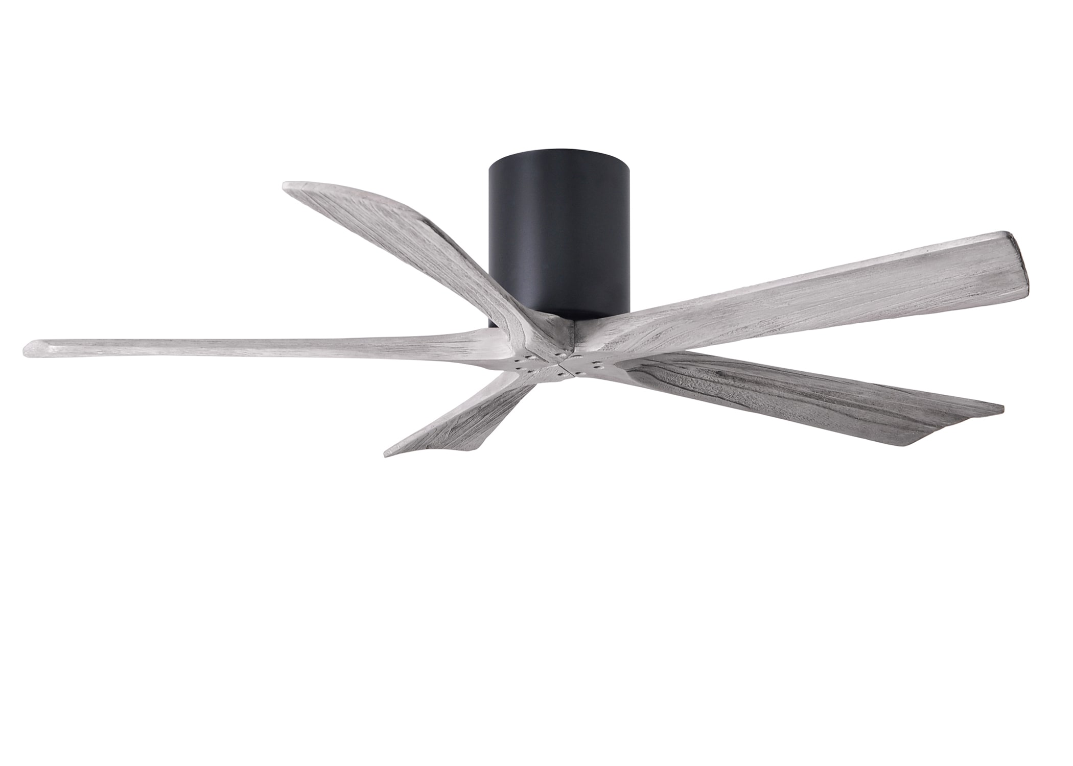 Matthews Fan Company IR5H-BK-BW-52 Irene-H 52-in Outdoor Flush Mount Matte Black with Barn Wood Tone Blades Ceiling Fan Without Light - Remote Included ( 5 -Blade )