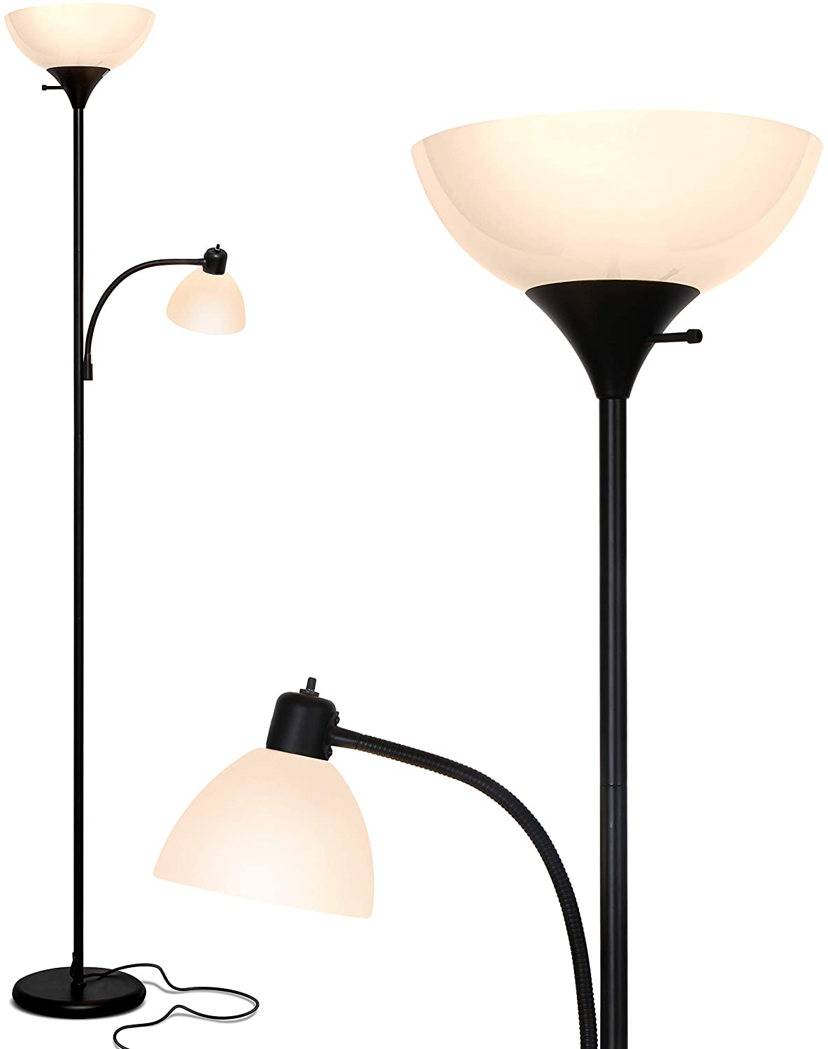 Brightech 72-in Classic Black Torchiere with Reading Light Floor in the Floor Lamps department at