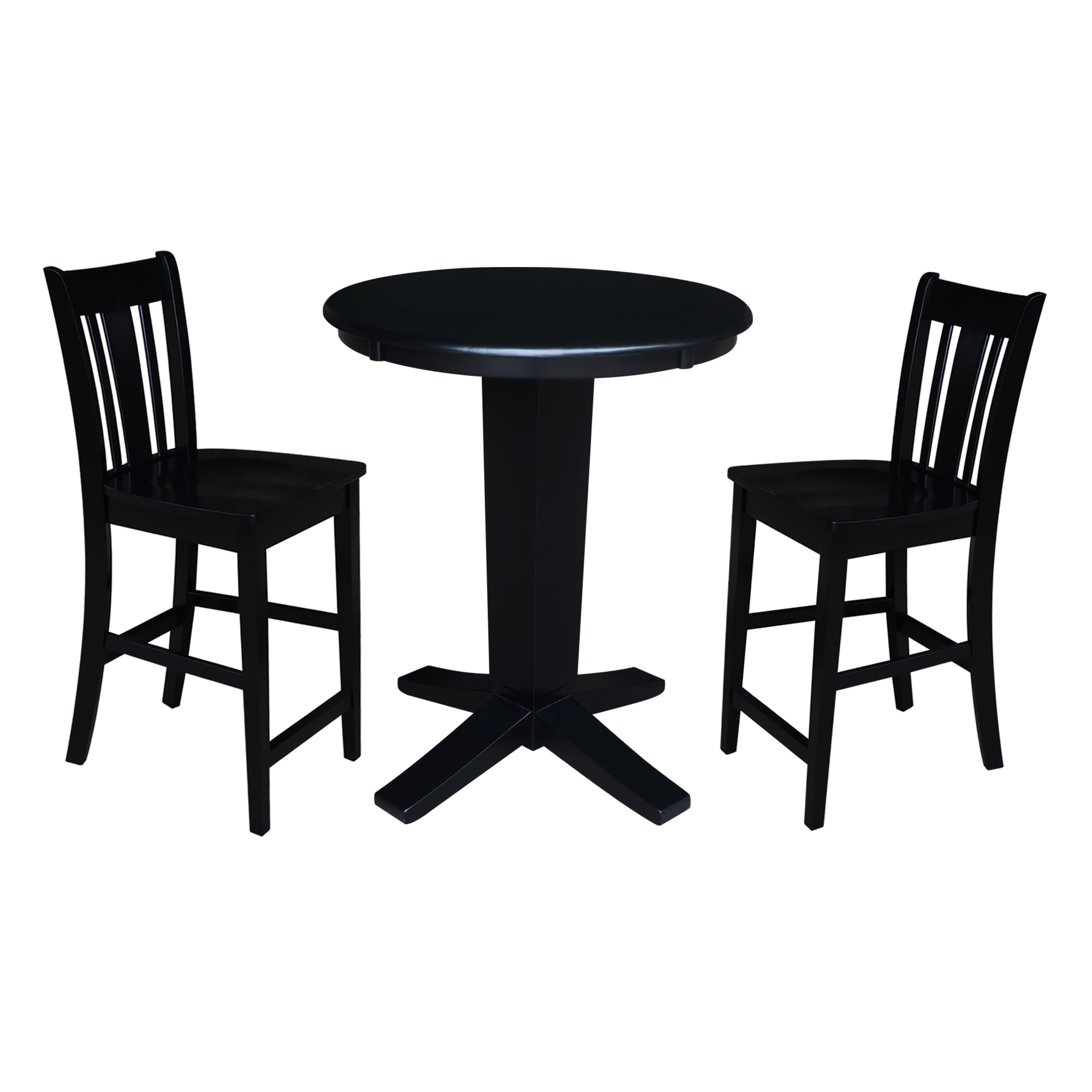 International Concepts K46-30RT-23B-S102-2 Black Traditional Dining Room Set with Round Table ( Seats 4 )
