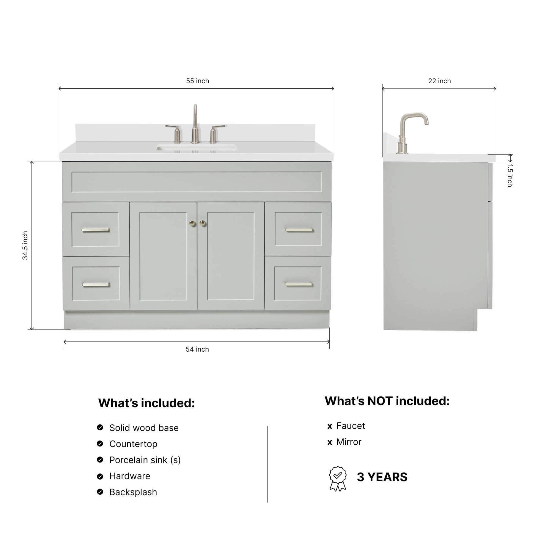ARIEL F055S-WQ-VO-GRY Bath-Vanity-Combo - View #3