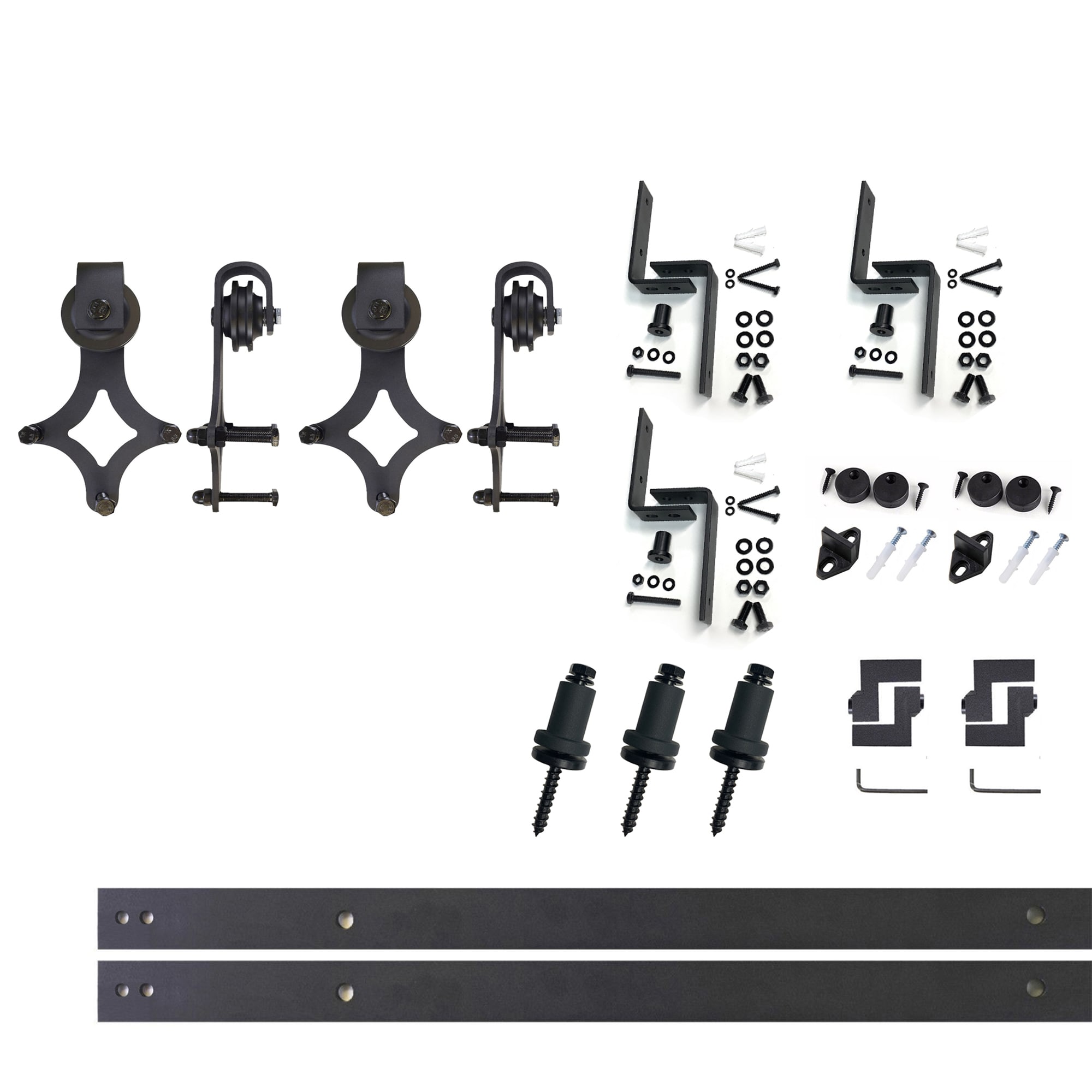 HOMACER LX3TGH054C 54-in Rustic black Black Indoor Diamond Double bypass Barn door hardware kit