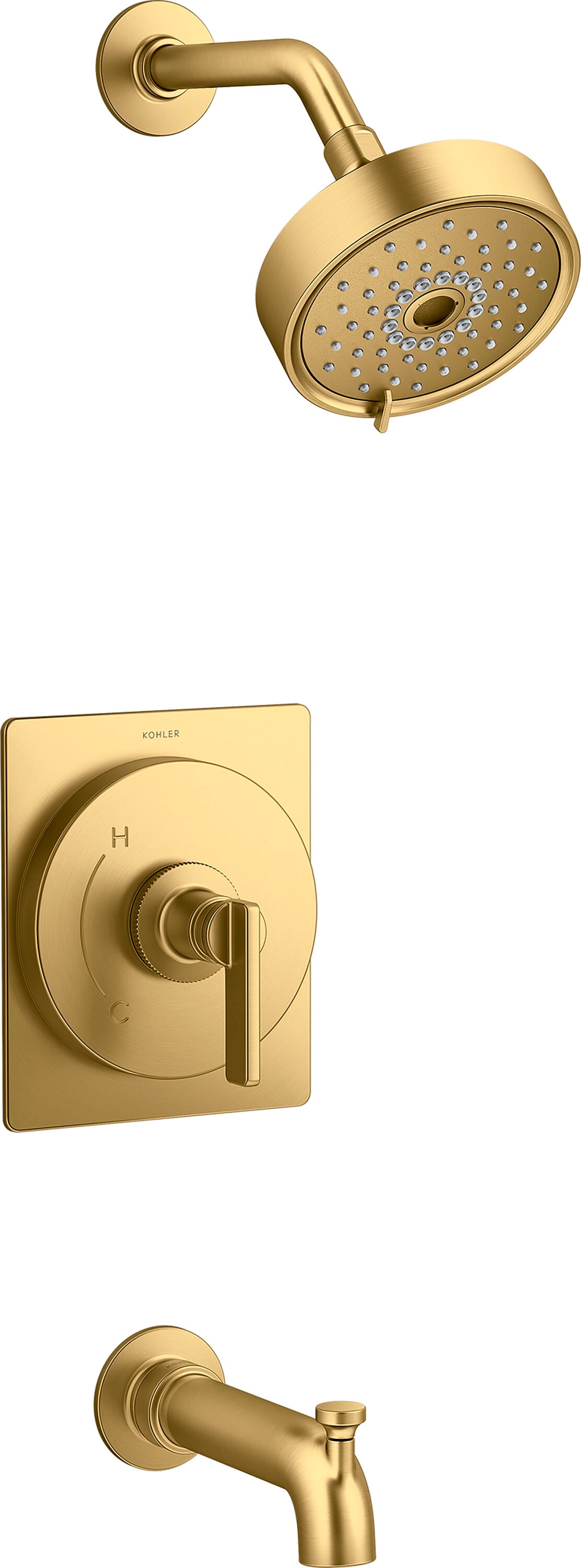 KOHLER TS35917-4Y-2MB Castia by Studio McGee Vibrant Brushed Moderne Brass 1-handle Multi-function 5.5-in Round Bathtub and shower Faucet