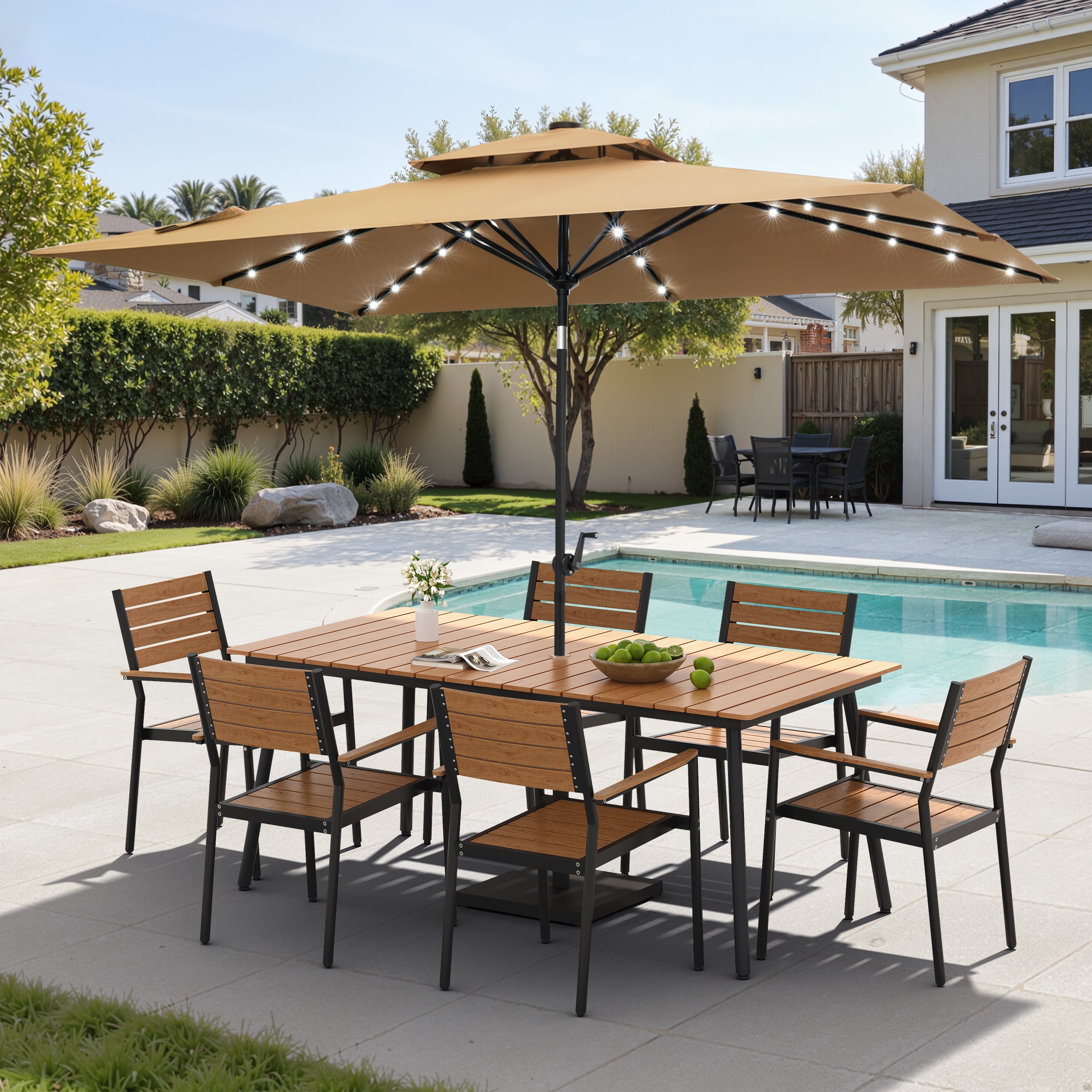 Crestlive Products CL-TDPU1238BRN180-9 Patio-Dining-Sets - View #2