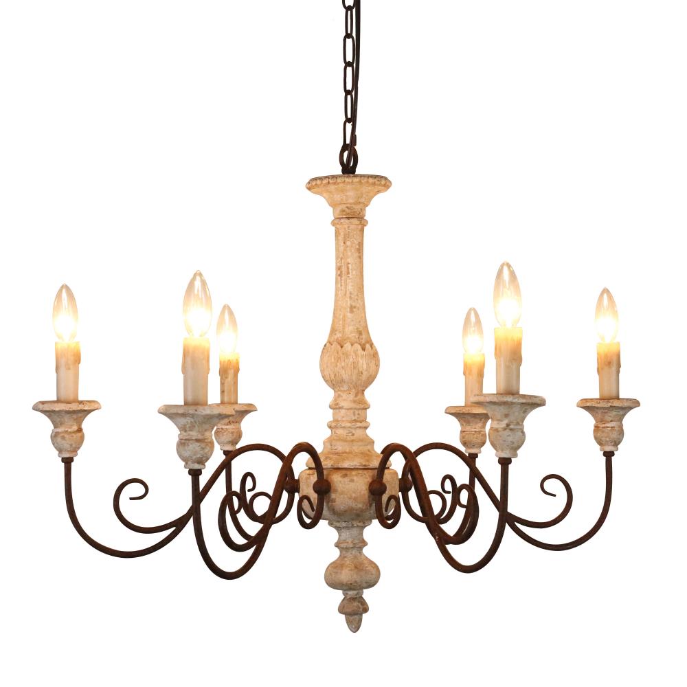 Oaks Decor Farmhouse wood chandelier 6-Light Anqitue Wood French ...