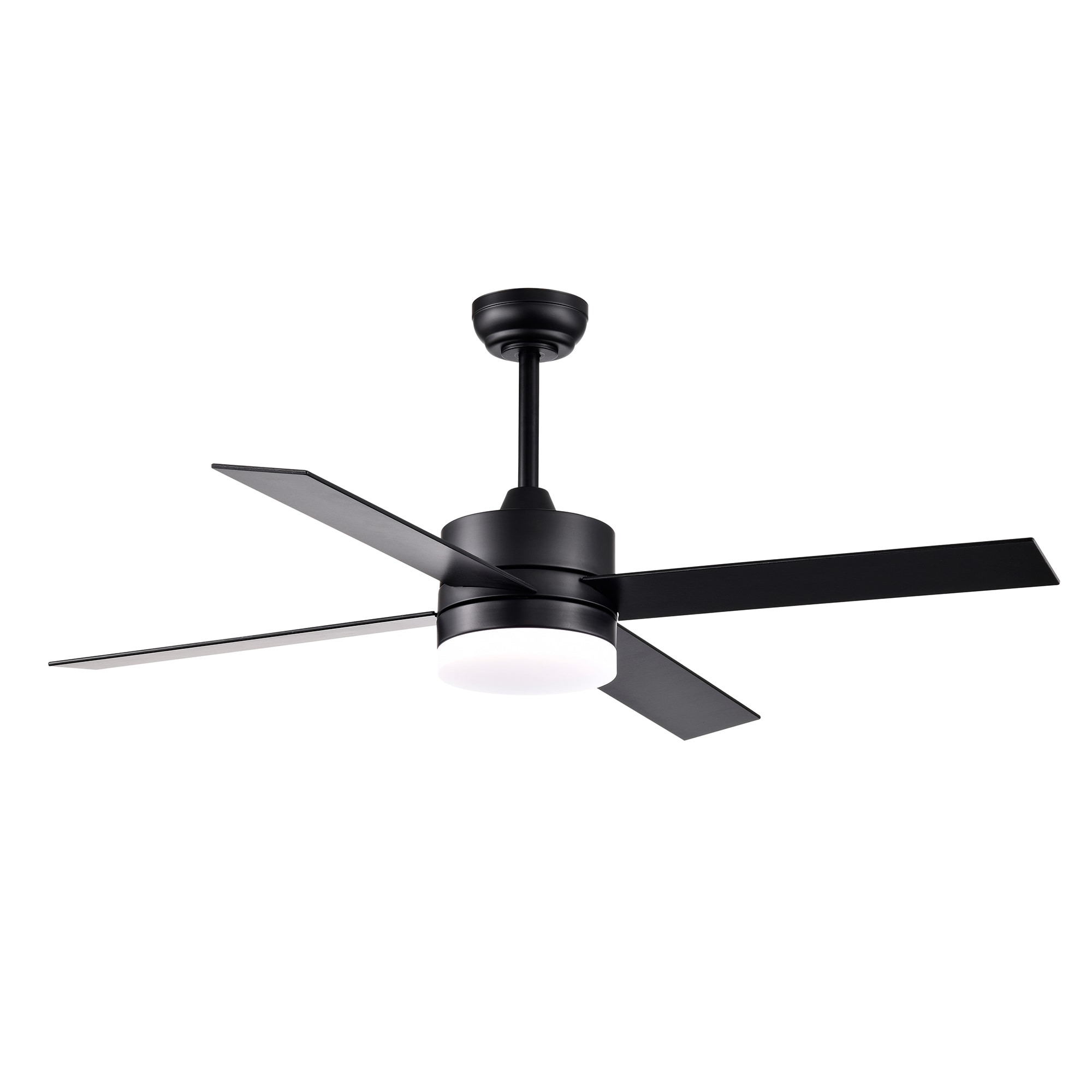 Edvivi FFG7755BK Barkley 52-in Color-Changing Integrated LED Matte Black with Matte Black / Textured Oak Blades Ceiling Fan With Light - Remote Included ( 4 -Blade )