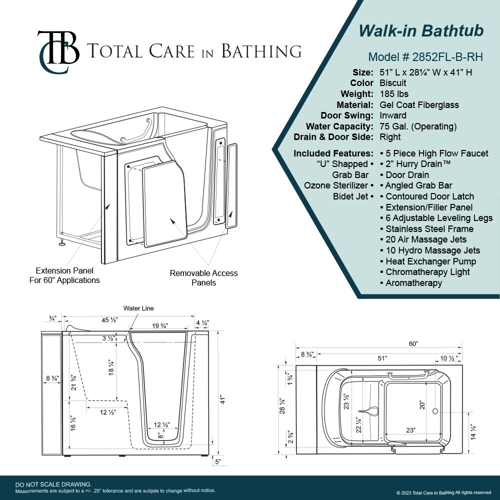 Total Care in Bathing 2852FL-B-RH bathtubs - View #8