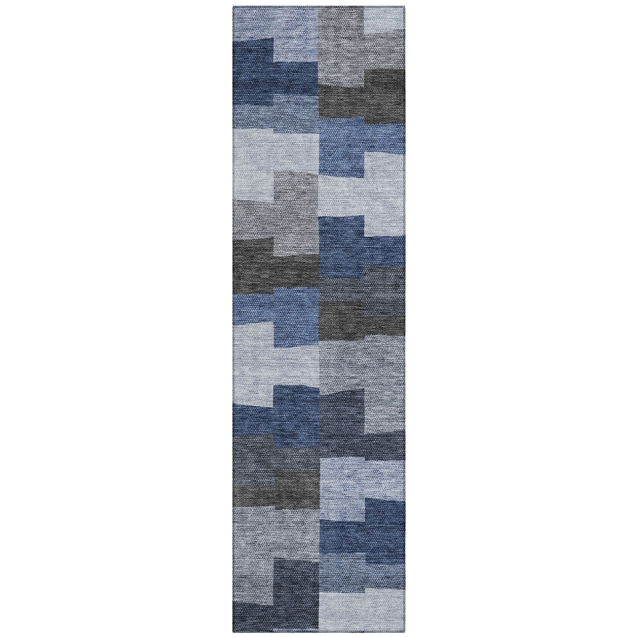 Addison Rugs ACN659BU2X8 Chantille ACN659BU 2 x 7 (ft) Polyester Blue Rectangular Indoor/Outdoor Geometric Machine washable Runner rug