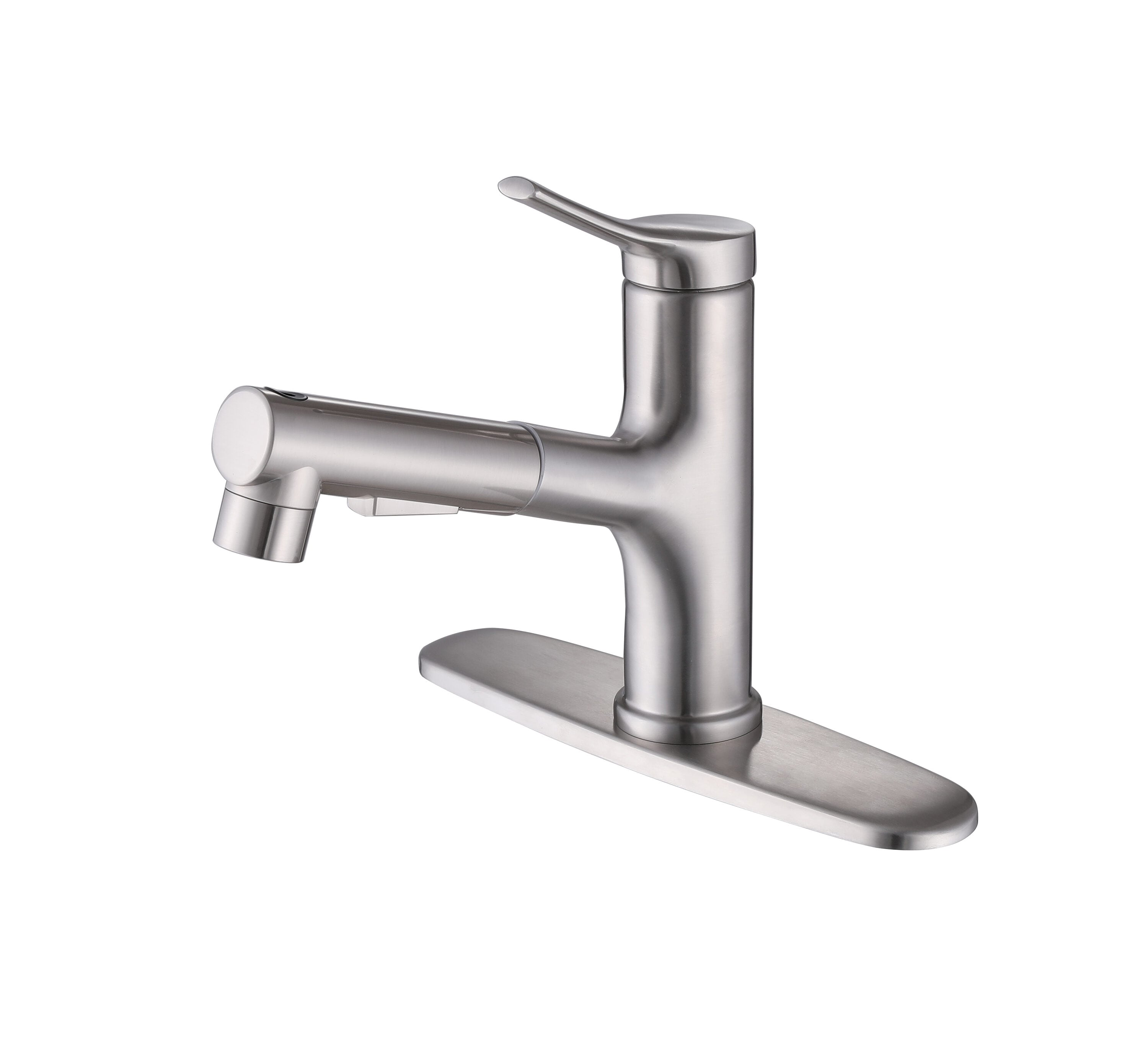 Royal Guard LBSFJK0355 Brushed Nickel Single hole 1-handle WaterSense High-arc Commercial/Residential Handle Pull-down Bathroom Sink Faucet with Deck Plate