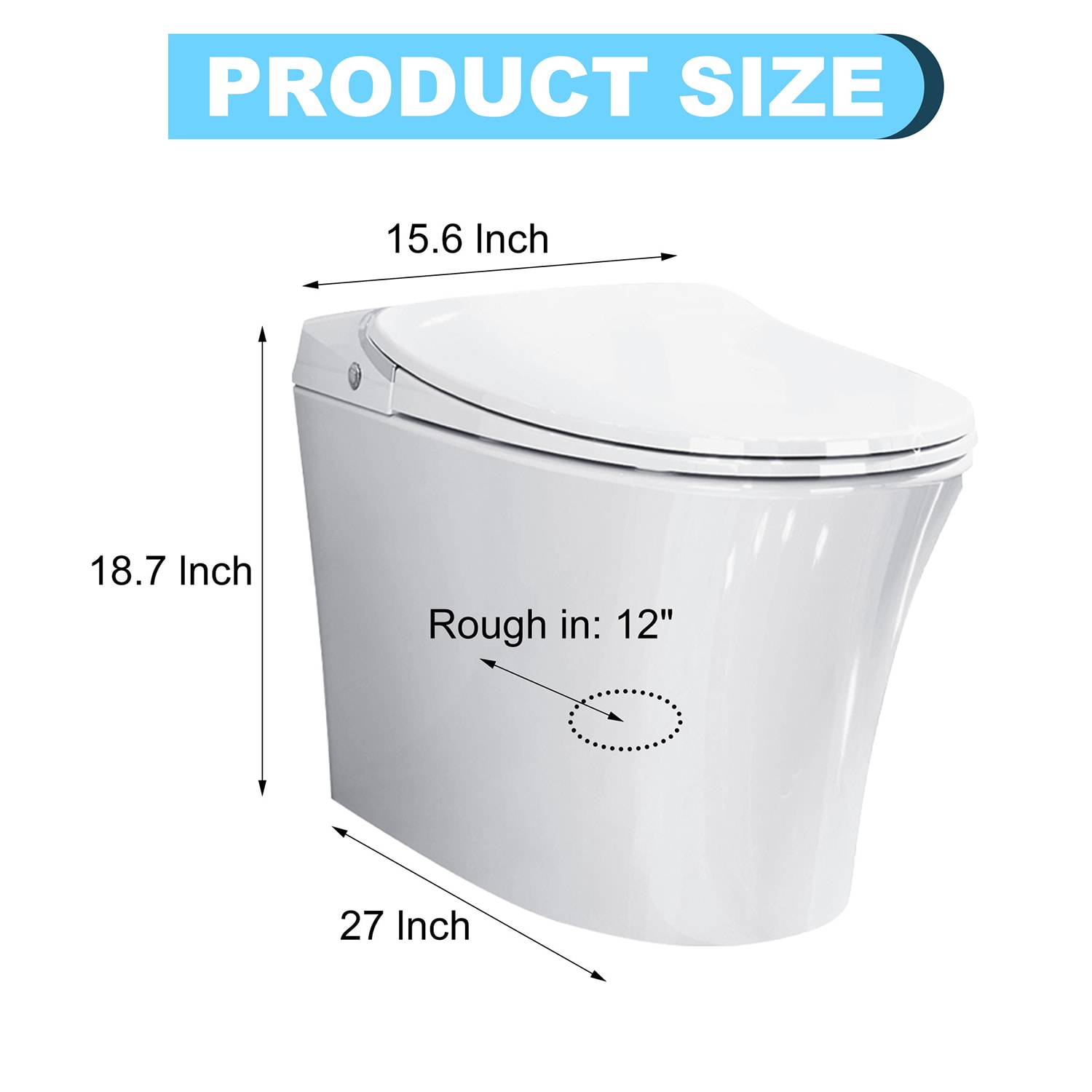 White Elongated High Efficiency Macerating Smart Toilet