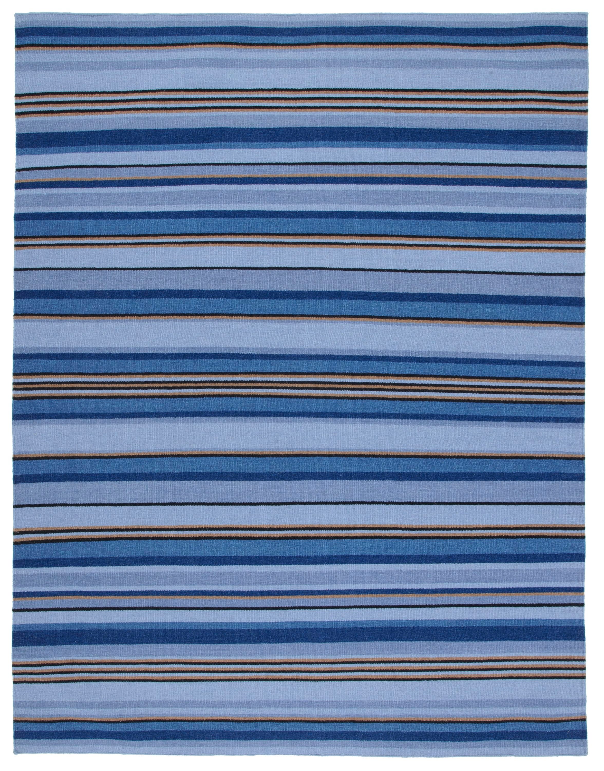 Safavieh STK601M-8 Striped Kilim Zahra 8 x 10 (ft) Loomed Wool Blue/Rust Rectangular Indoor Stripe Farmhouse/Cottage Area rug