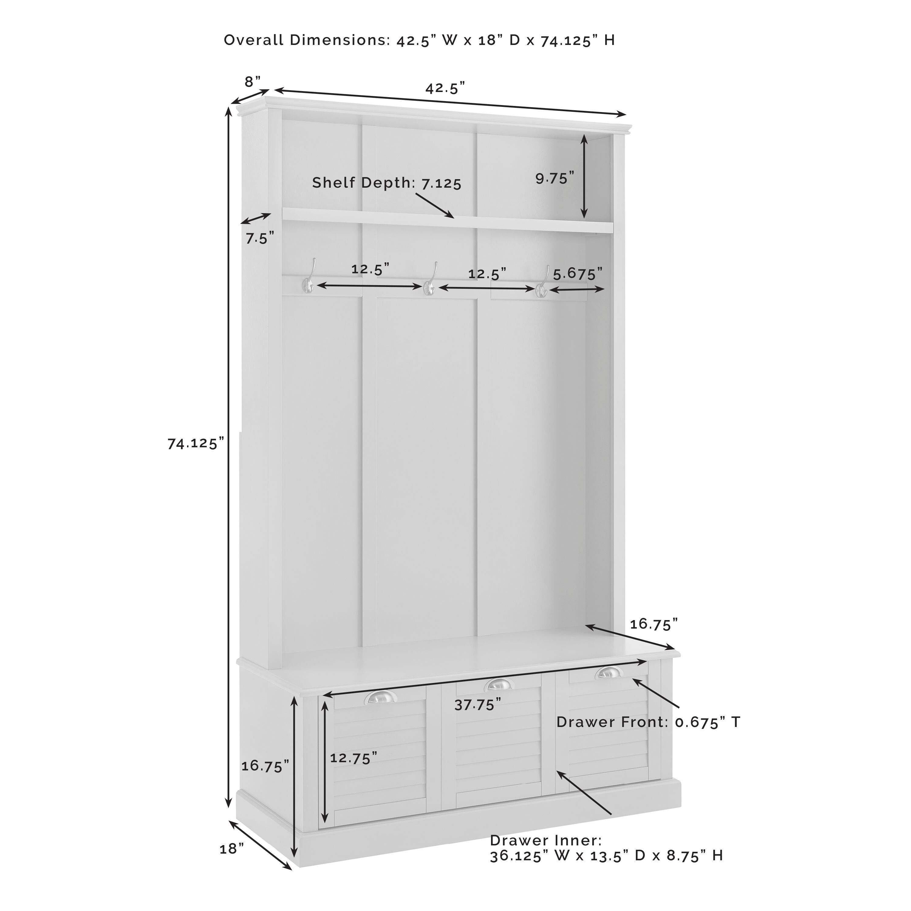 Crosley Furniture Elison Coastal 42.5-in Gray Wood Hall Tree at Lowes.com