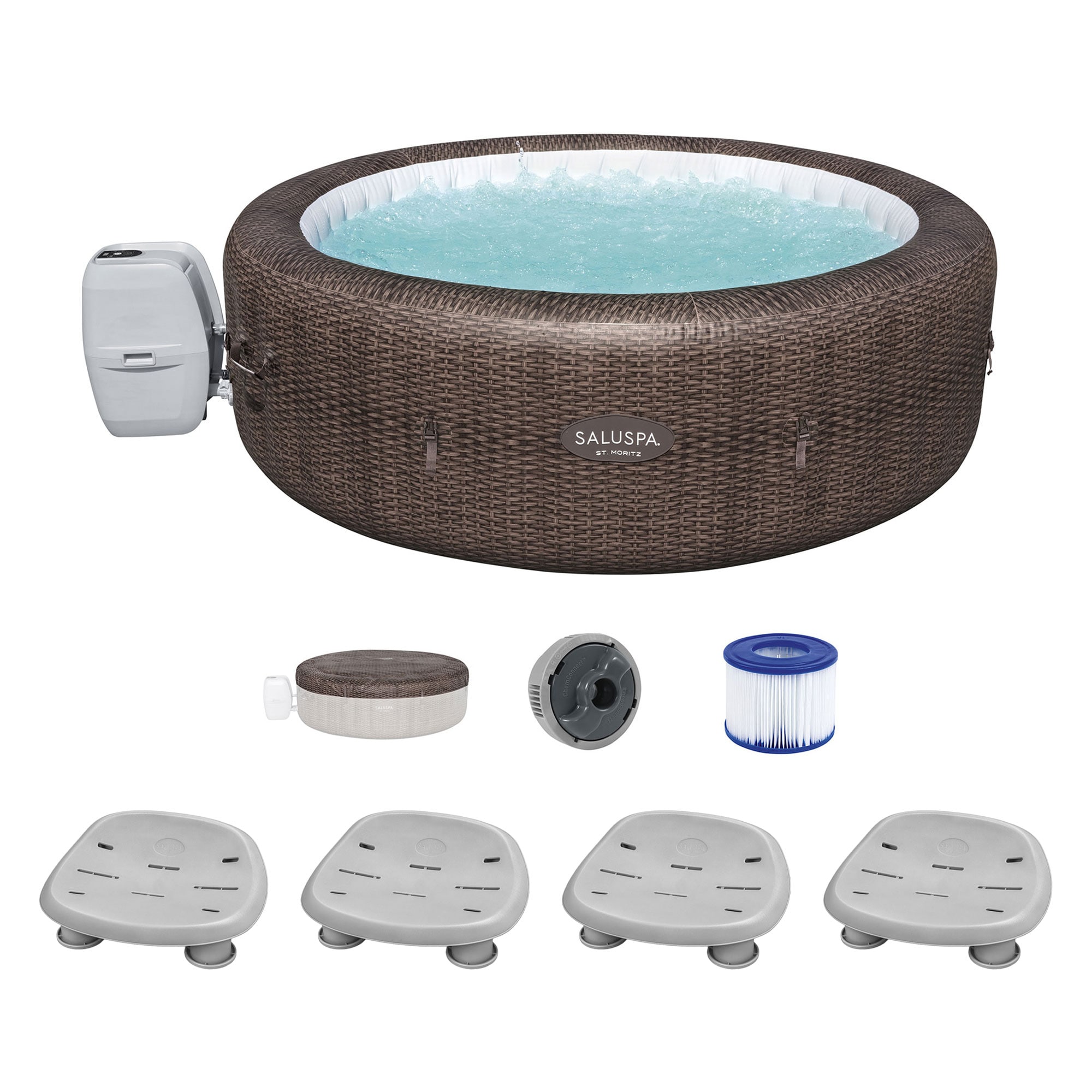 Bestway 396548 SaluSpa 180 Jet 7 -Person Inflatable Round Hot Tub (Cover Included)